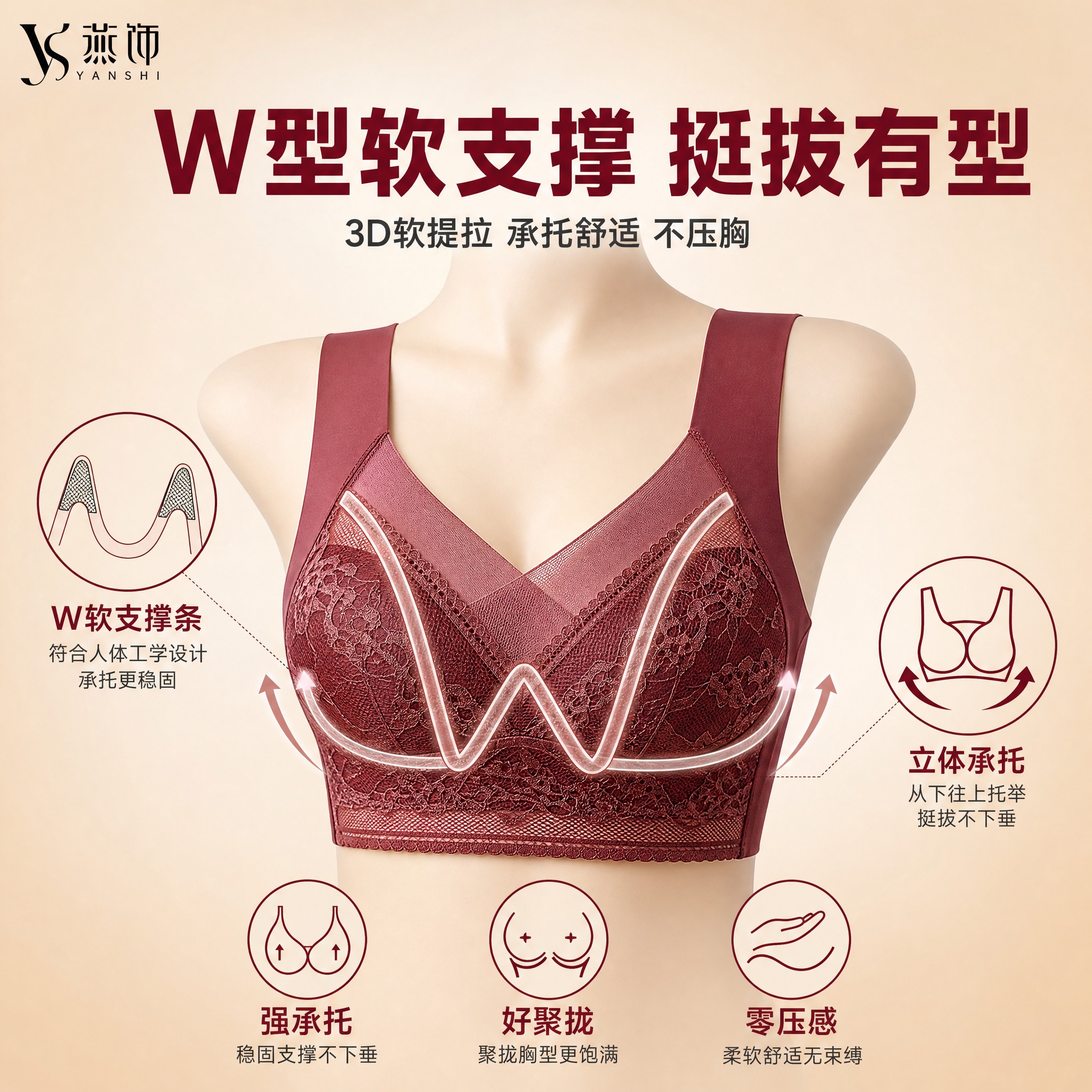 [主图-4] 主题：W型软支撑 舒适承托 挺拔有型 功能结构展… - 图片创意预览