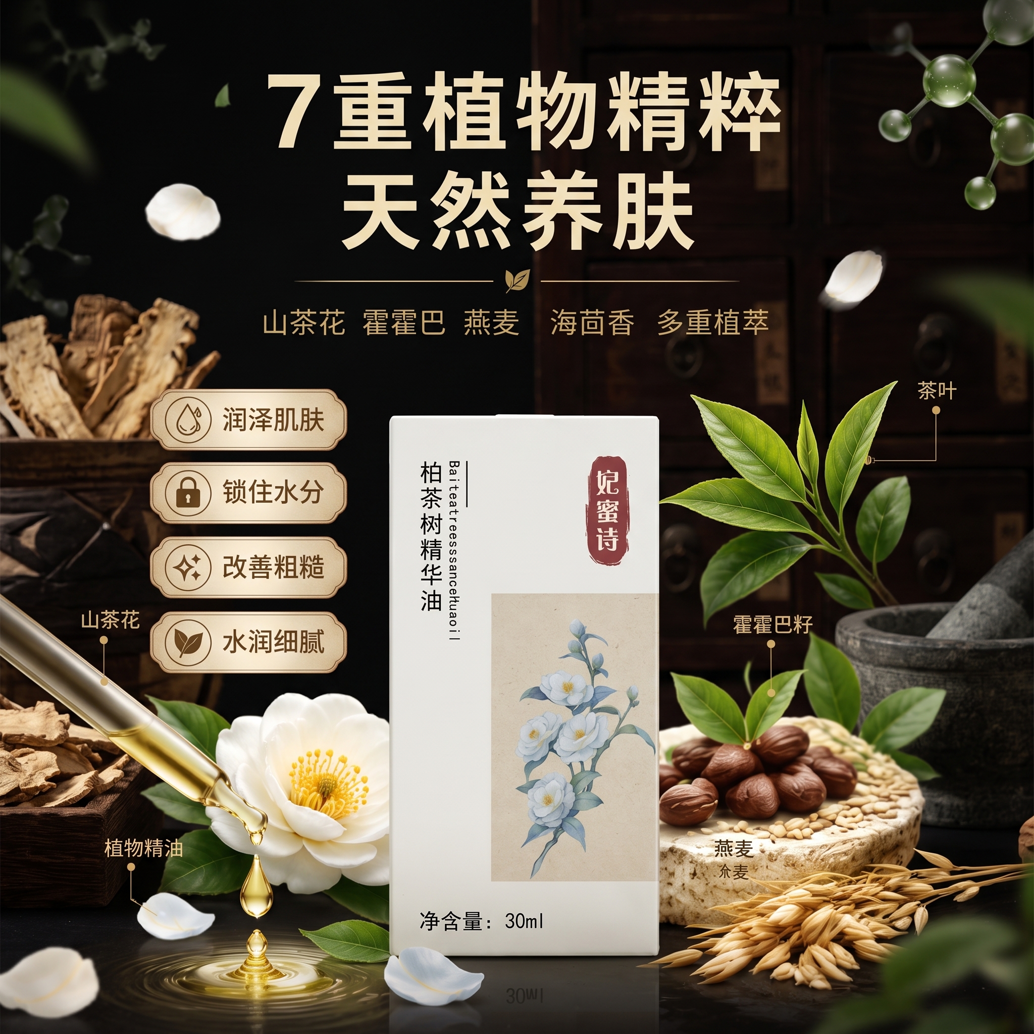 把图片改成1：1格式。背景改成中药材的偏暗的风格 - 图片创意预览