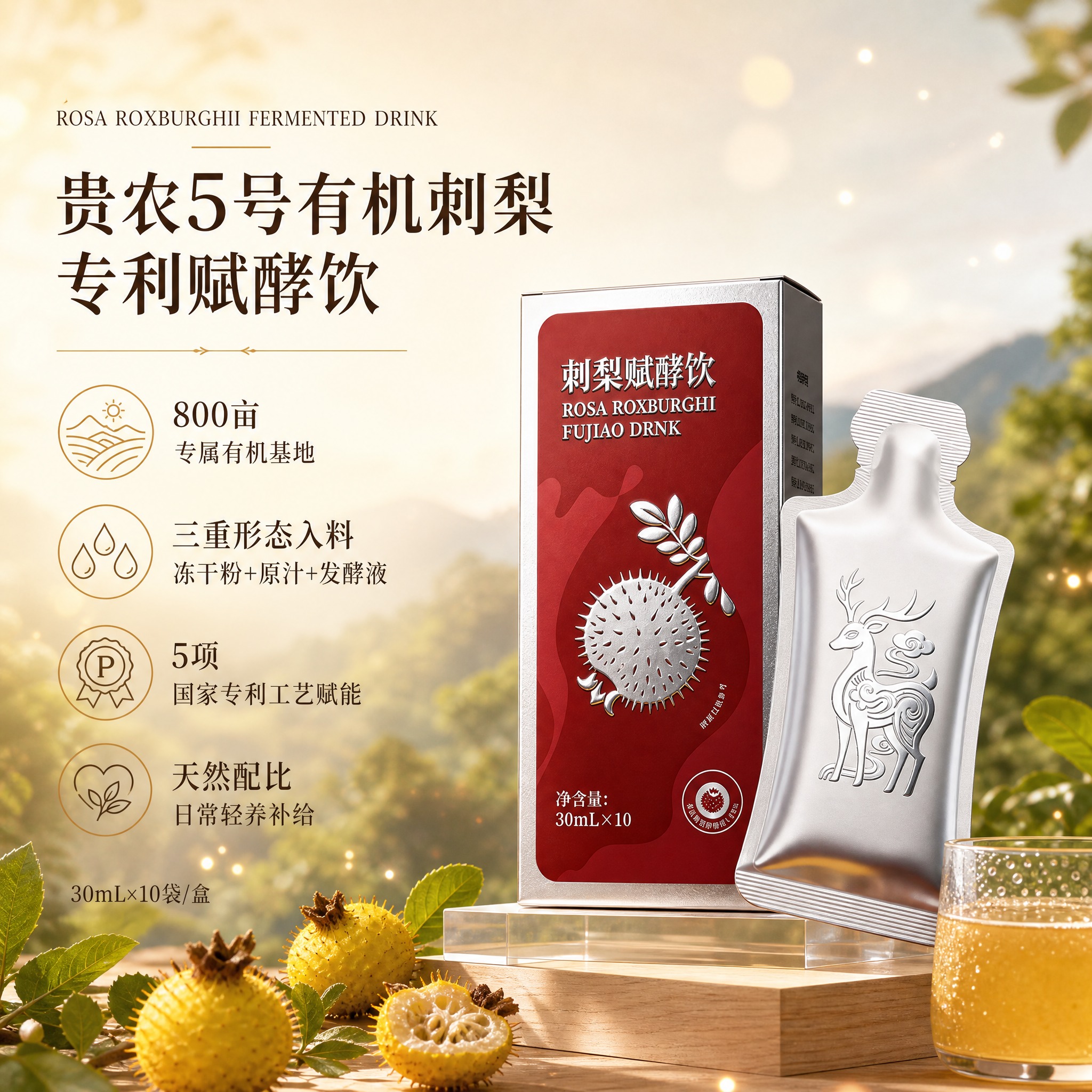 [单张主图] 刺梨赋酵饮 高级氛围感功能介绍主图 1:1 20… - 图片创意预览