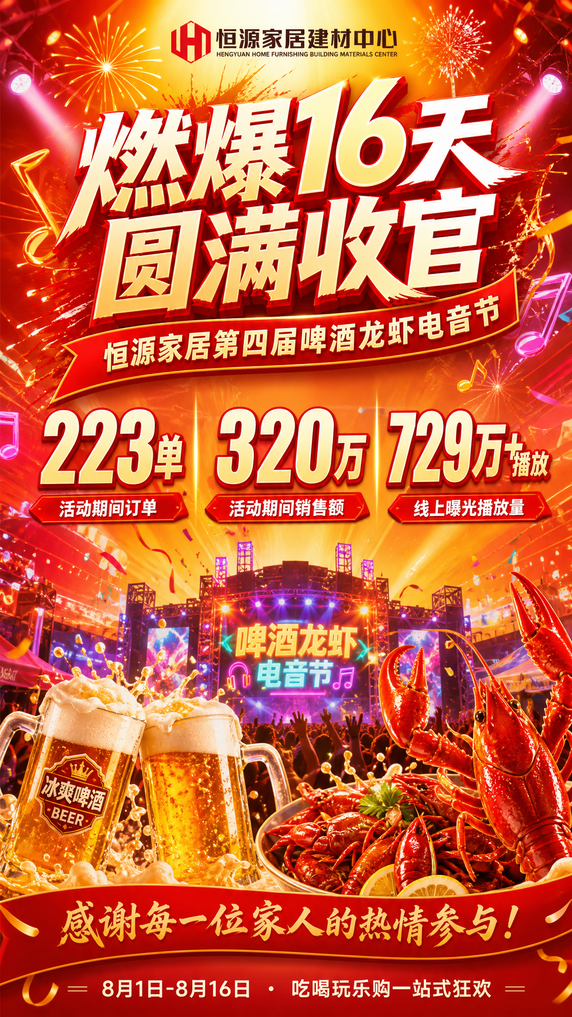 [第1张] 公众号长图头图-恒源家居第四届啤酒龙虾电音节圆满收… - 图片创意预览