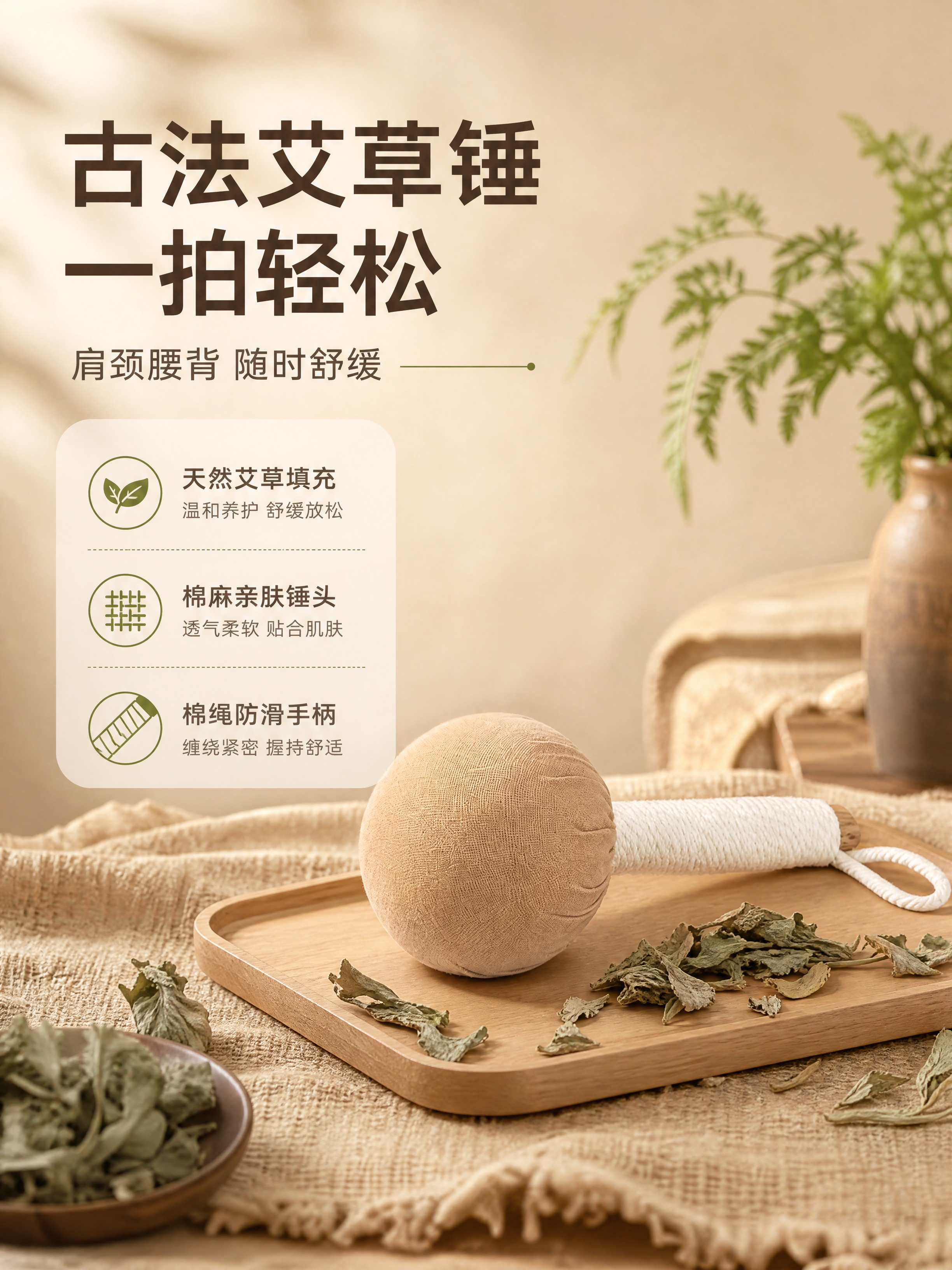 [商品] 使用【图1】20cm卡其色艾草锤；保留卡其色棉麻圆锤… - 图片创意预览