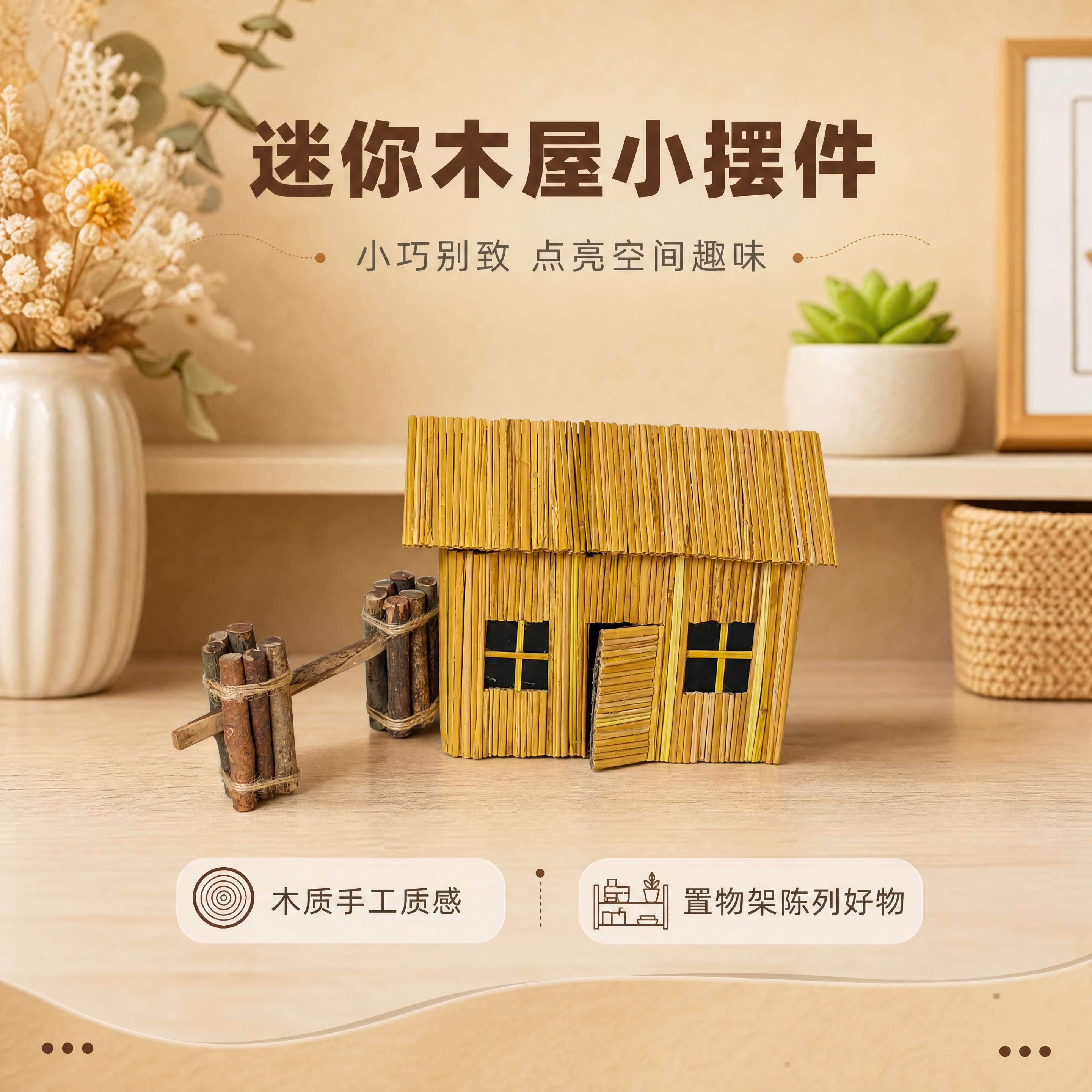 [商品] 使用【图1】迷你矛屋配小捆柴摆件；保留木屋主体结构、… - 图片创意预览