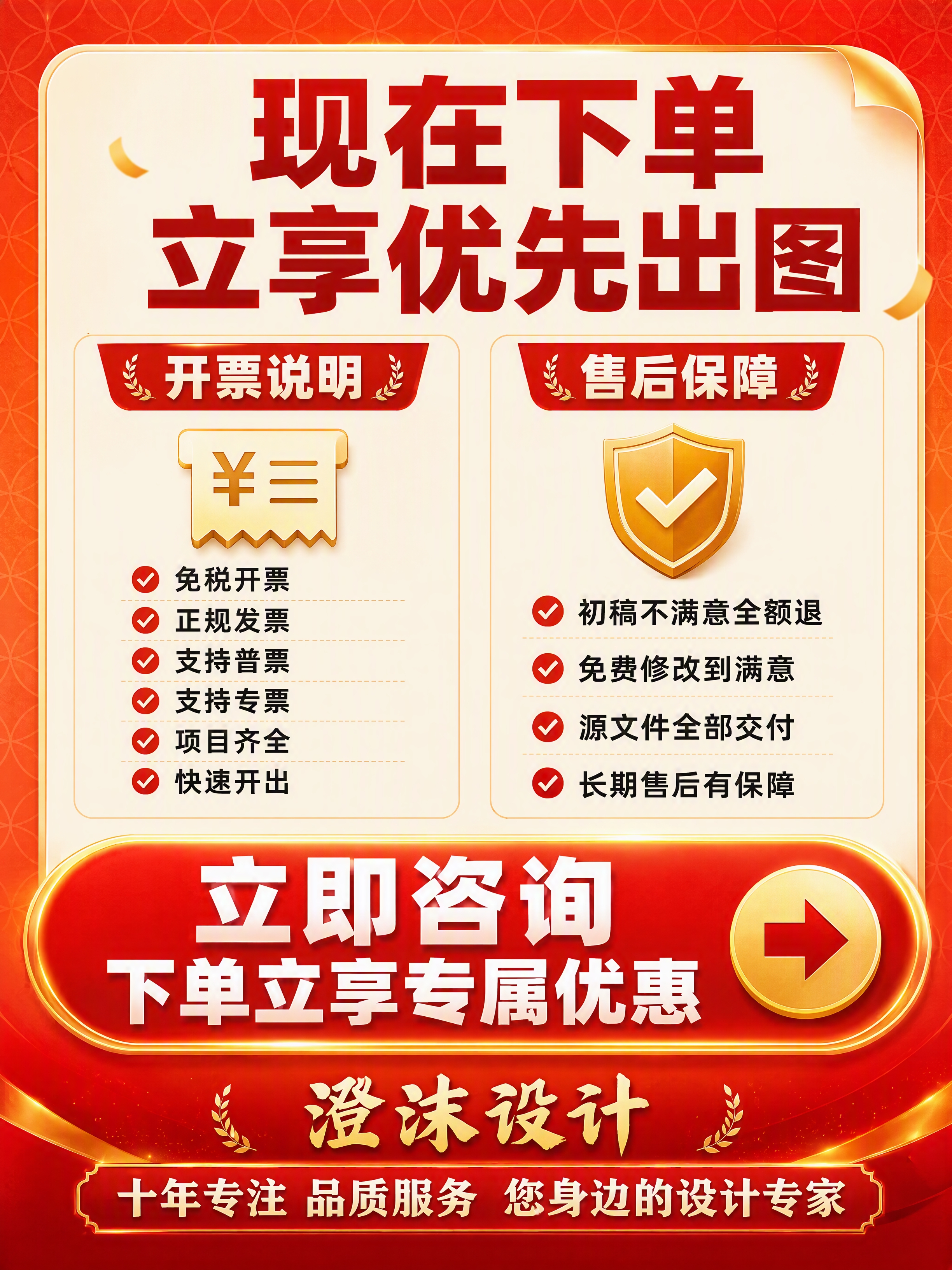 [第10张] 下单引导页 - 开票说明 售后承诺 行动号召。本… - 图片创意预览