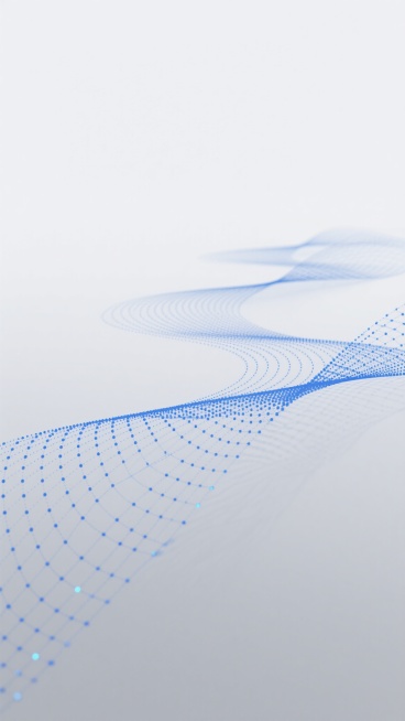 极简风格的抽象背景，由蓝色的点阵和线条构成的波浪状网格图案，从画面底部向上延伸并逐渐变得稀疏，整体呈现出轻盈流动的视觉效果。背景采用纯净的白色渐变，顶部明亮柔和，底部略带灰色调，营造出宁静、科技感与未来感兼具的氛围。网格线条纤细均匀，蓝色纯度适中，点与线的连接自然流畅，形成有节奏的韵律感，画面简洁大方，信息传达清晰直接，具有现代设计感。预览效果