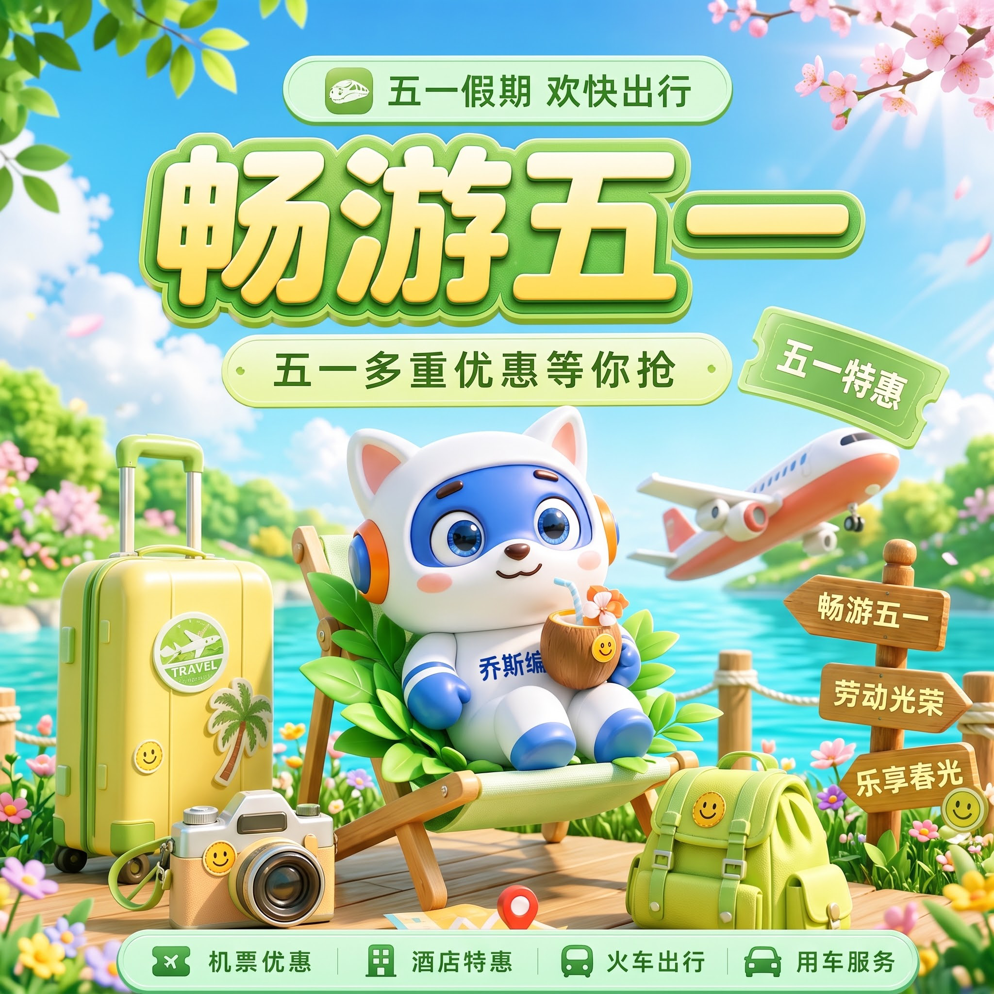 根据这张图在出一张畅游五一的海报，内容改成有关五一的内容，颜色… - 图片创意预览