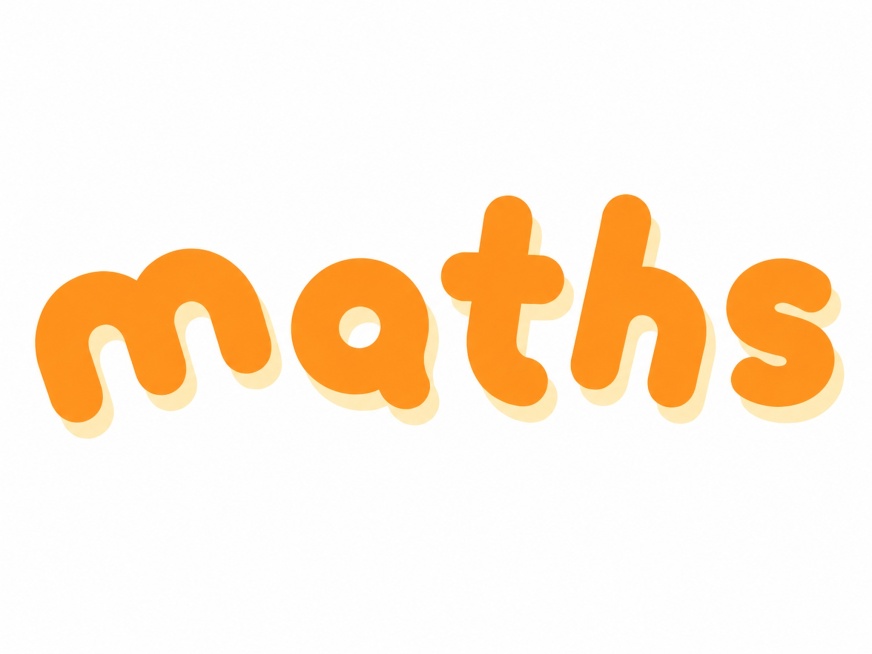 橙色字体，白色背景，干净的背景，创意圆体字体设计五个字"maths"，所有文字单行横向排列，将字体进行大幅度抽象变形。字体带有浅米黄色底层立体偏移效果，呈现出软萌3D立体质感，所有笔画转角都做了圆角处预览效果