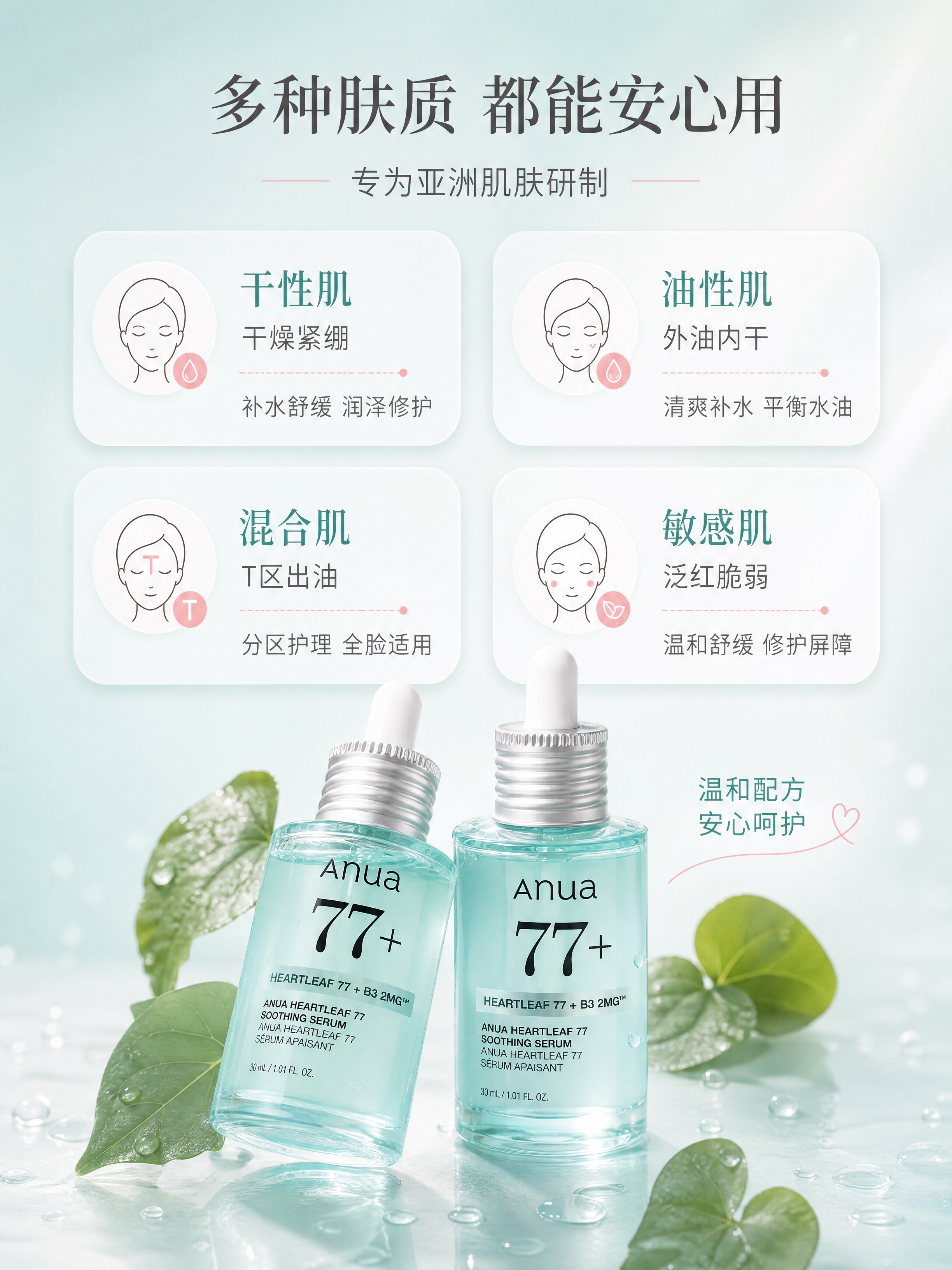 [商品] 使用【图1】Anua鱼腥草77舒缓精华液；保留瓶身结… - 图片创意预览
