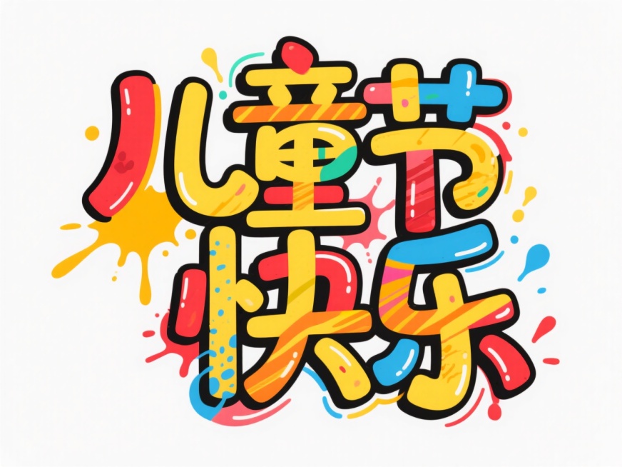 主标“儿童节快乐”。街头涂鸦风格，白色背景预览效果