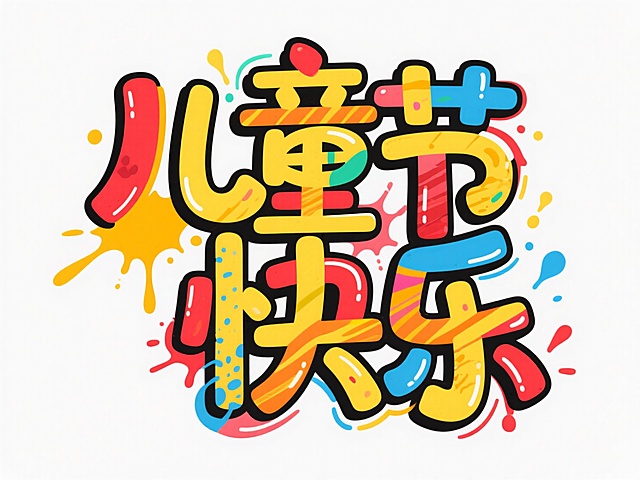 主标“儿童节快乐”。街头涂鸦风格，白色背景