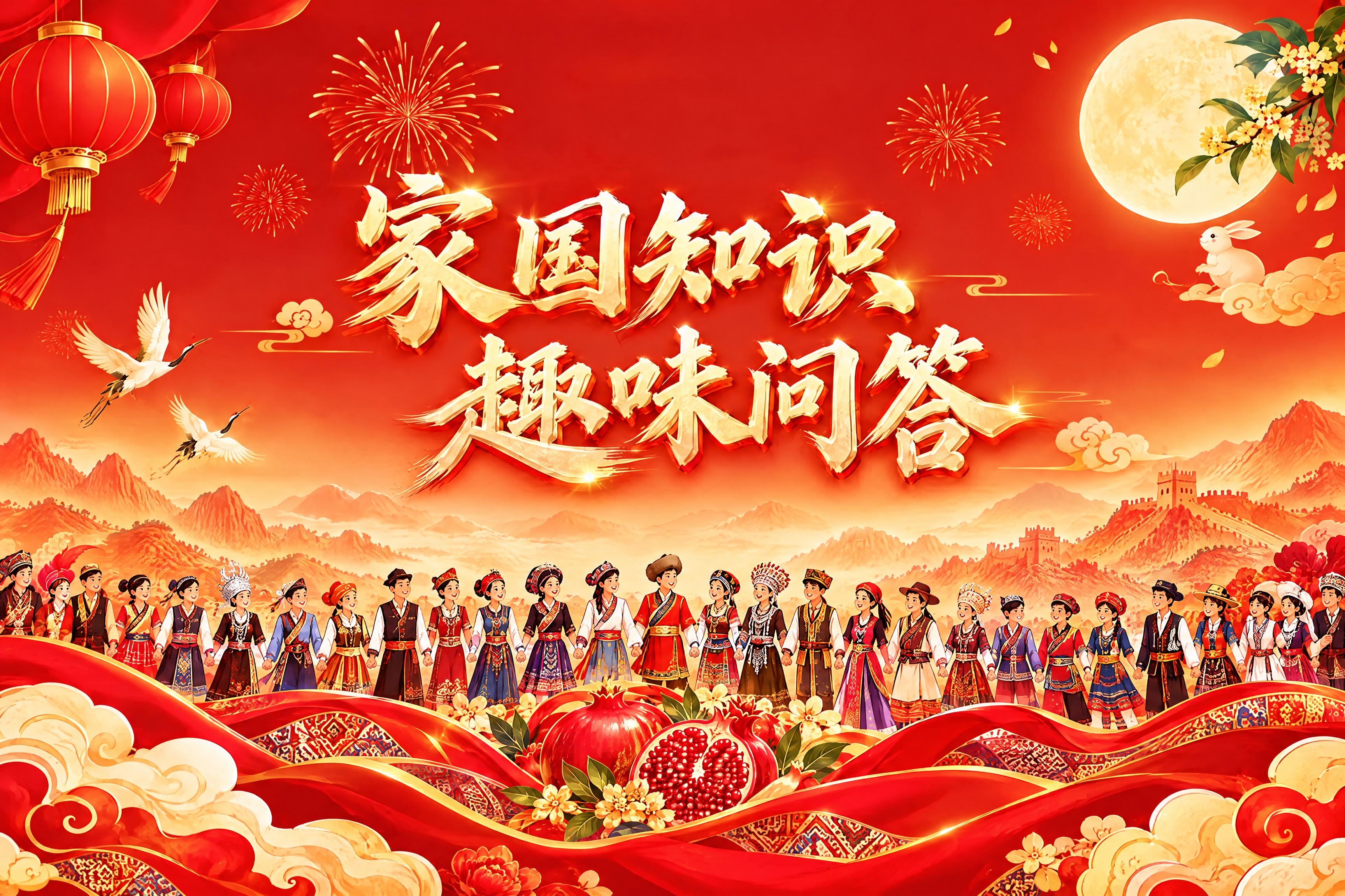 编辑图片：在画面下方区域增加56个民族和民族团结元素：多民族服… - 图片创意预览