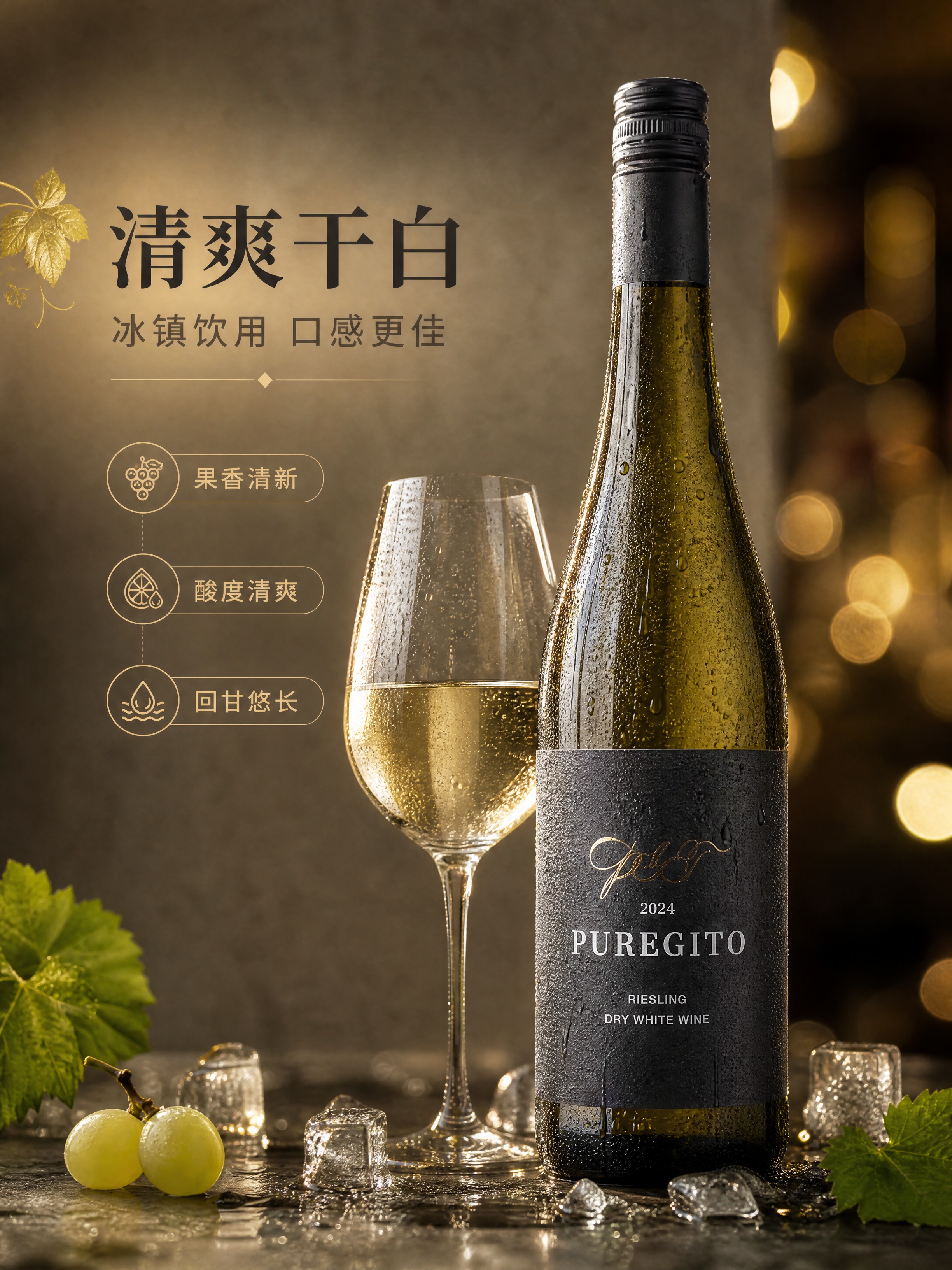 [商品] 使用【图1】葡吉多雷司令干白葡萄酒；保留深灰哑光酒标… - 图片创意预览