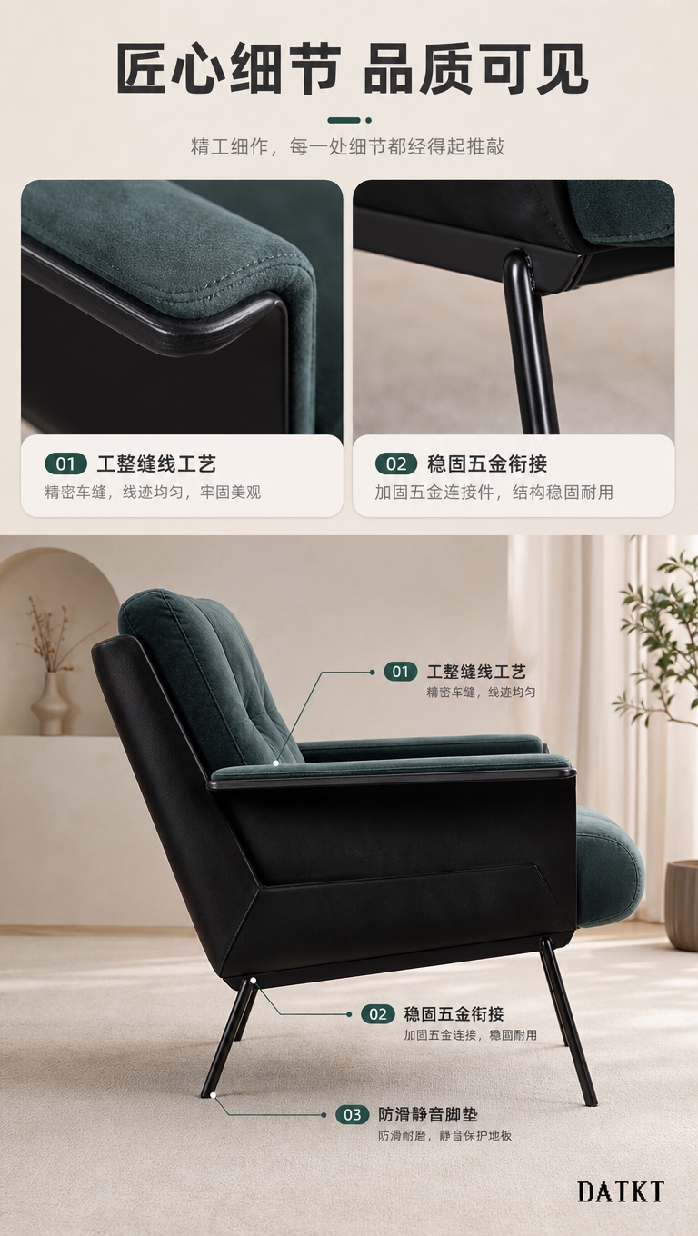 [商品] 使用【图1】深绿色单人休闲椅；保留扶手、靠背、坐垫、… - 图片创意预览