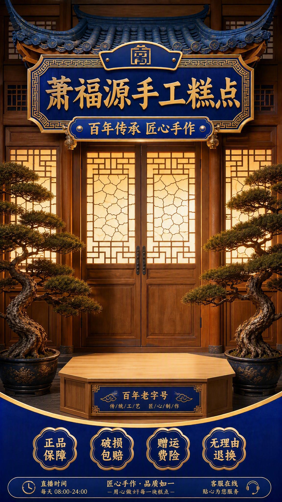 去掉画面左侧的"直播间福利"竖幅卡片（含桂花糕、枣泥糕产品图和… - 图片创意预览