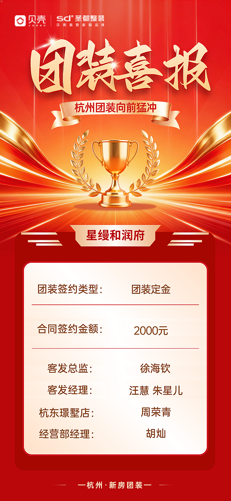 业绩喜报中国风全屏竖版海报