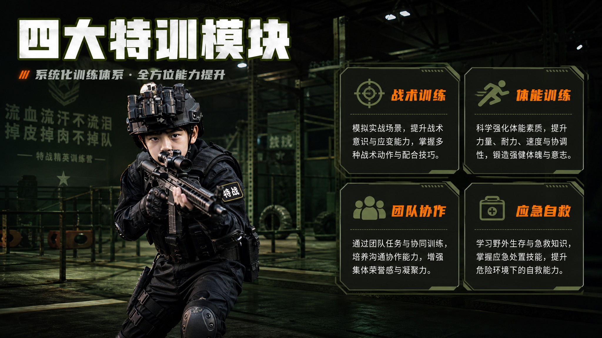 [主图-3] 课程亮点与内容结构理性说服，展示特战体验的核心训… - 图片创意预览