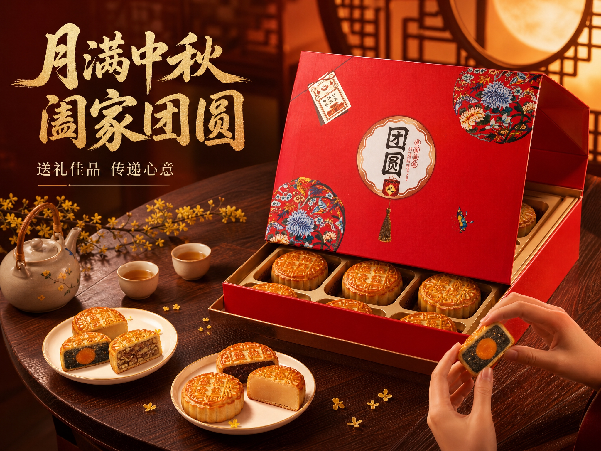 [主图-4] 中秋送礼场景图，营造团圆佳节的温馨氛围。 [统一… - 图片创意预览