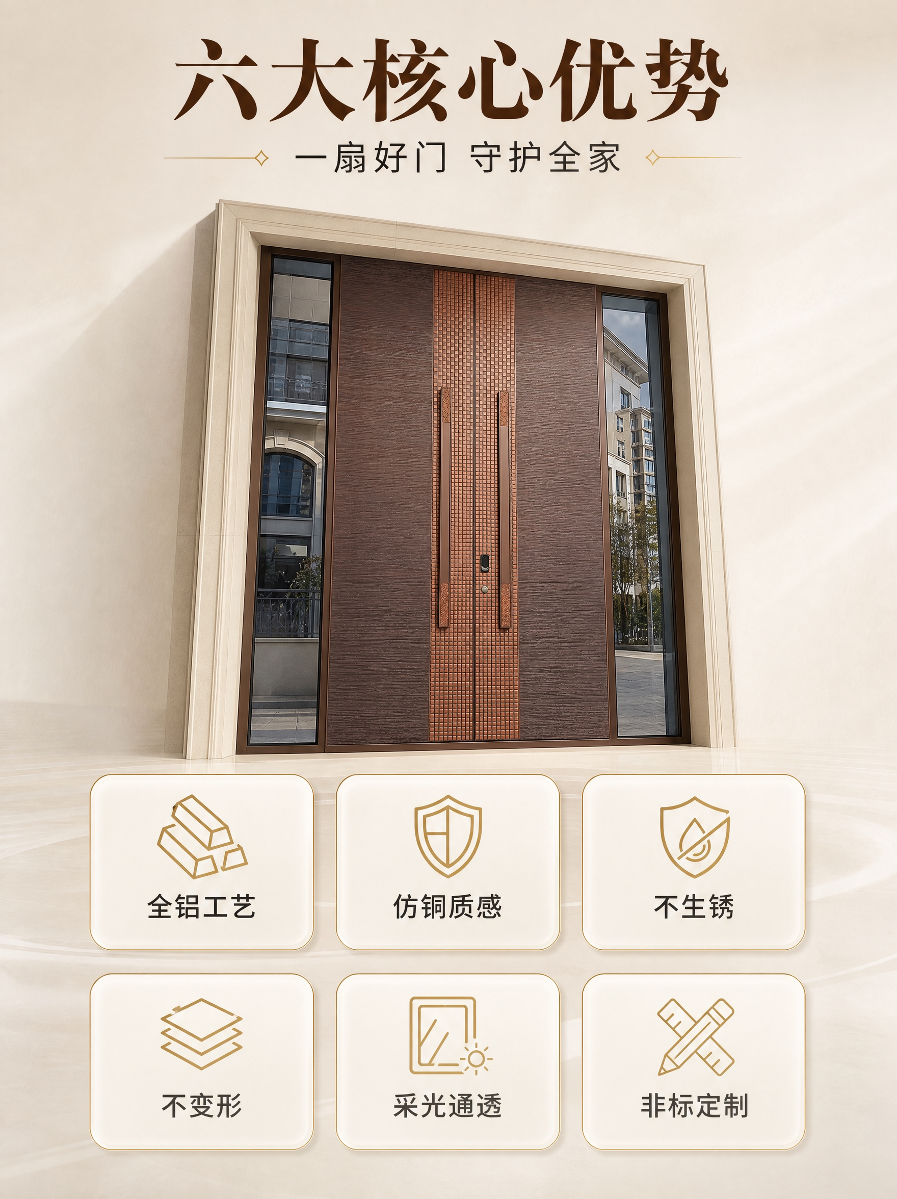 [商品] 使用【图1】臻尚铂门竖纹回纹组合全铝精雕对开门；保留… - 图片创意预览