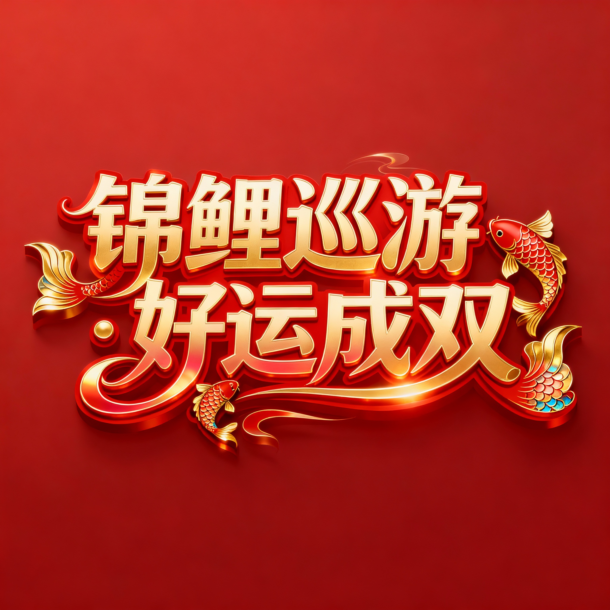 锦鲤巡游·好运成双为标题字体设计 - 图片创意预览