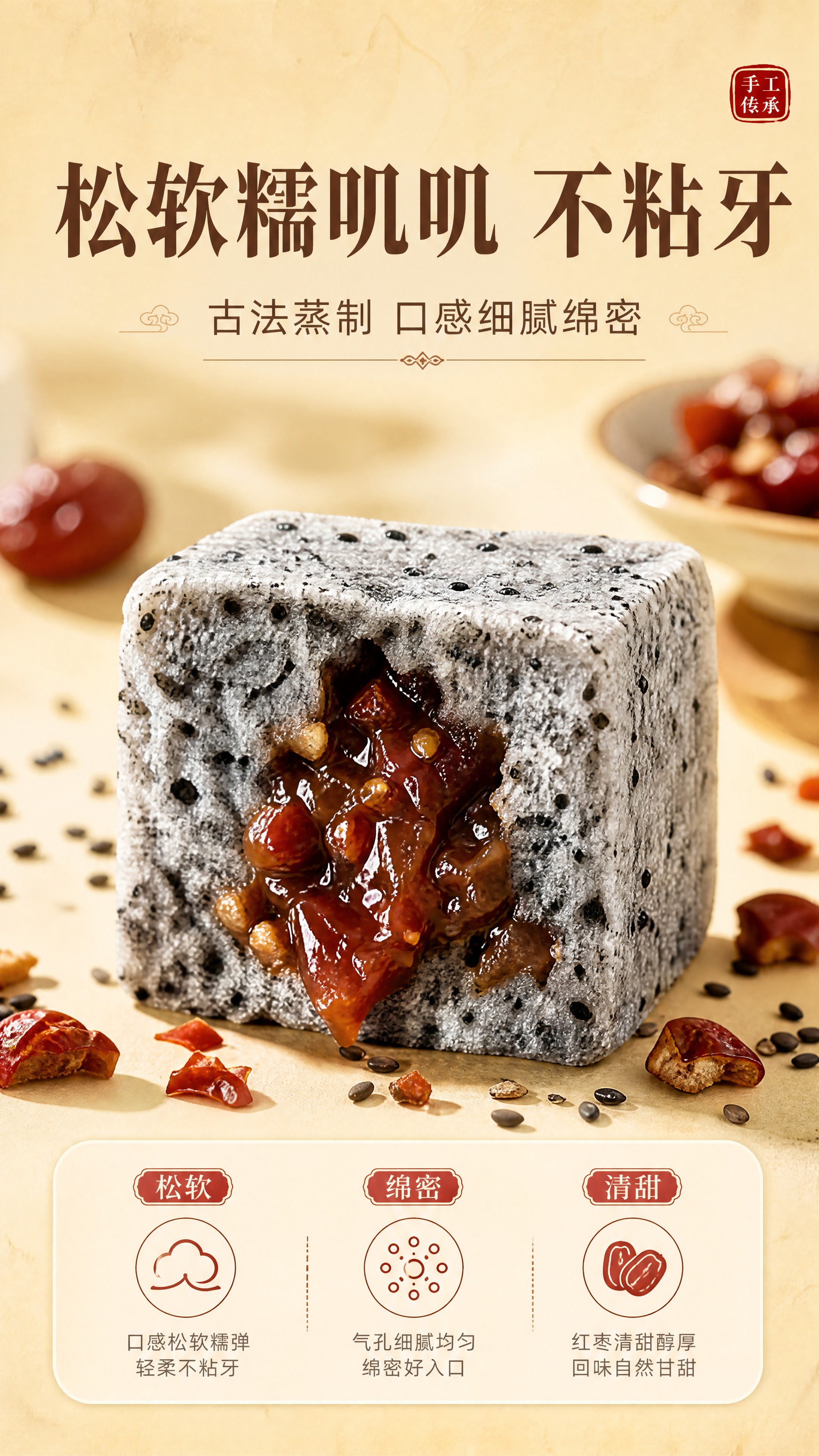 [商品] 使用【图1】枣泥四拼小方糕；保留芝麻枣泥糕的方形结构… - 图片创意预览