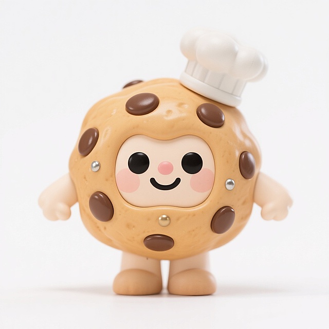 可爱卡通风格，拟人化饼干形象，配以厨师帽，萌趣十足。