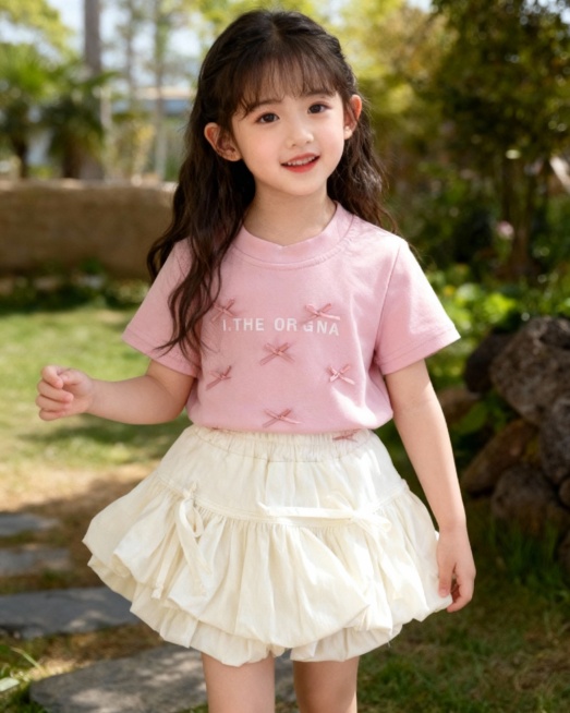 生成一个7岁小女孩穿上图中衣服预览效果