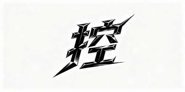 帮我设计一个     “控”  这个字的艺术字   要酷一些 笔画锋利一些  前卫潮流 向右斜体