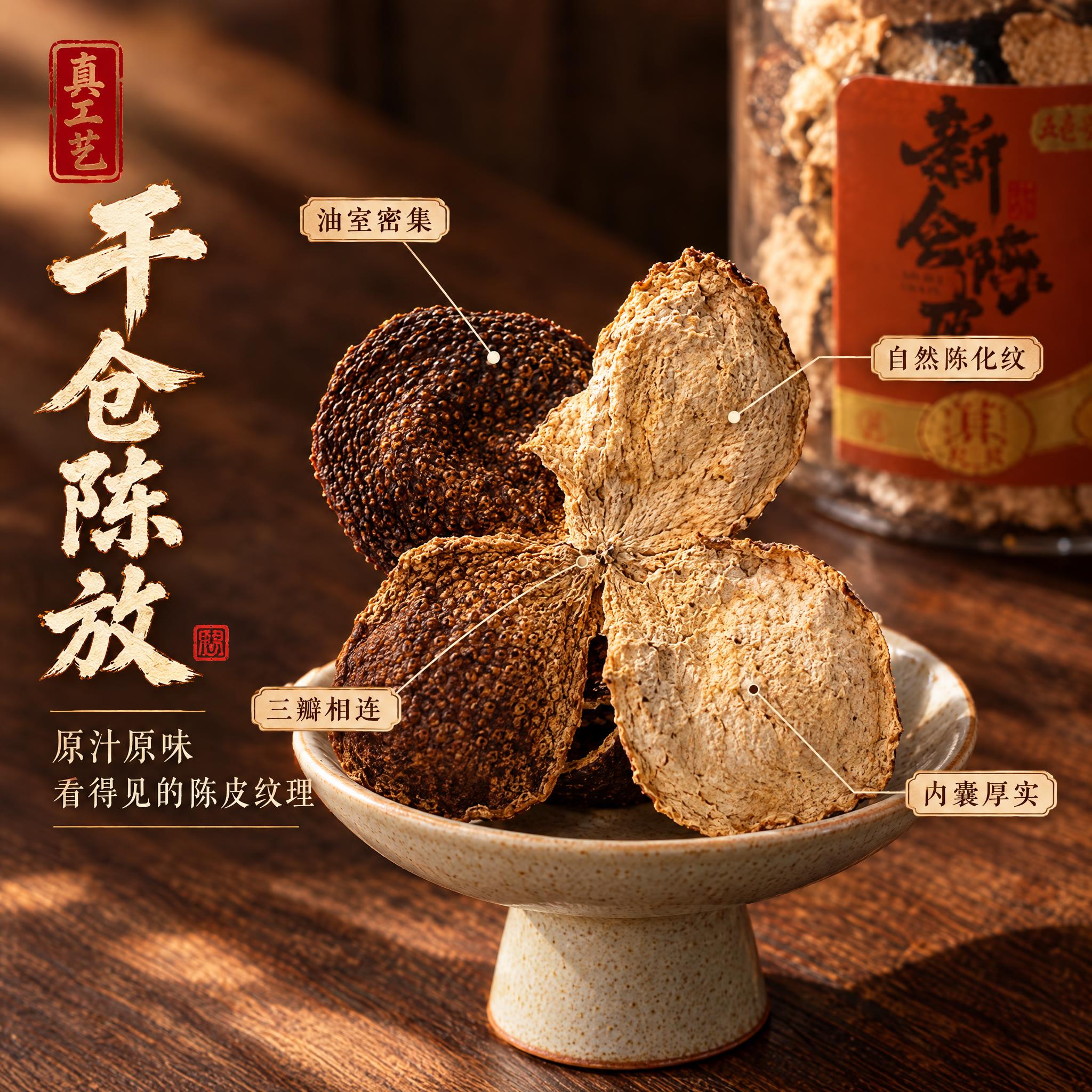 [主图-4] 干仓陈放 原汁原味 看得见的陈皮纹理。 [统一基… - 图片创意预览