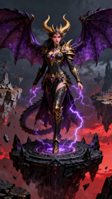 海报，西方龙女，霸气，魔幻，华丽，睥睨天下，aicg风格预览效果