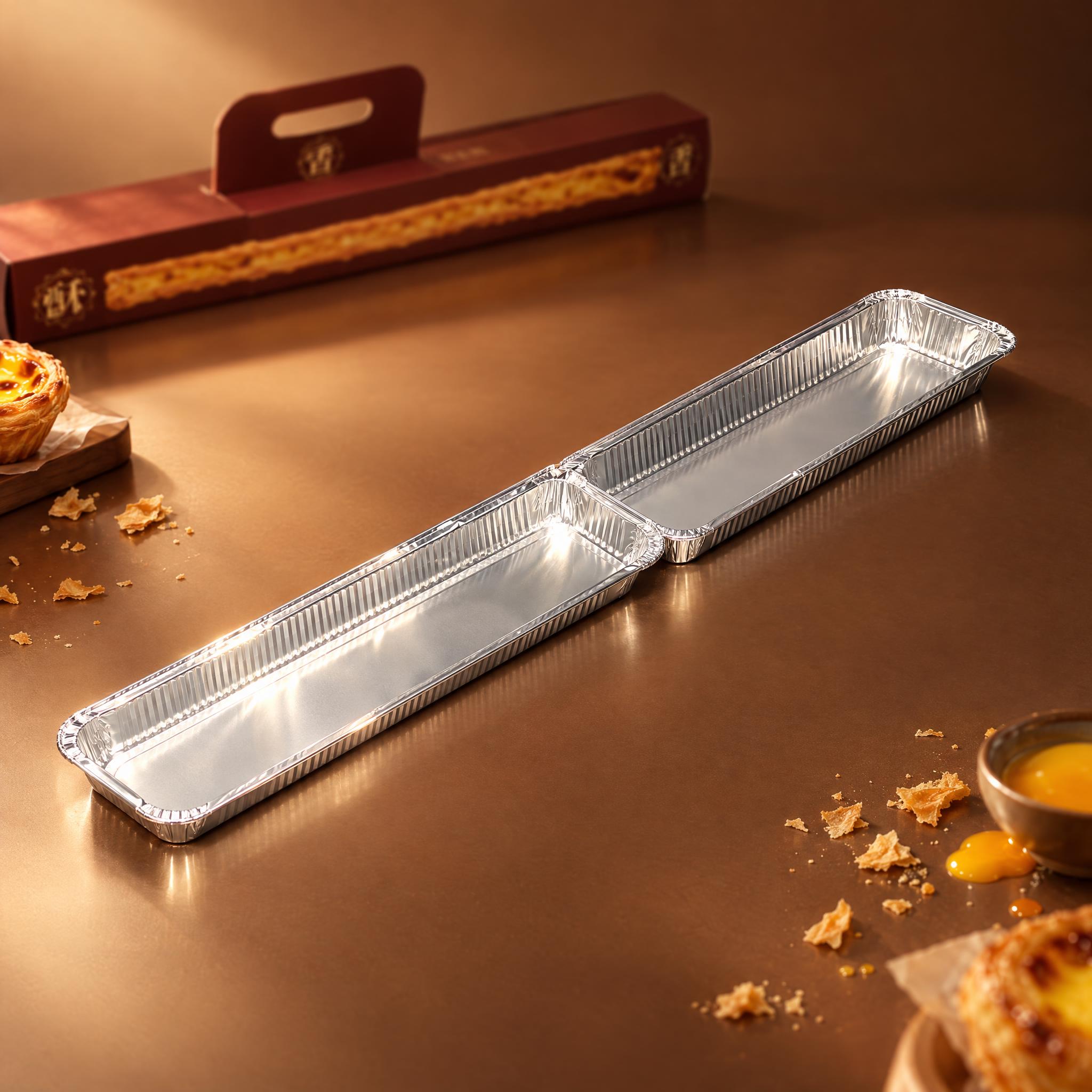 [商品] 使用长条形铝箔蛋挞锡纸底托为主角，保留银色铝箔材质、… - 图片创意预览