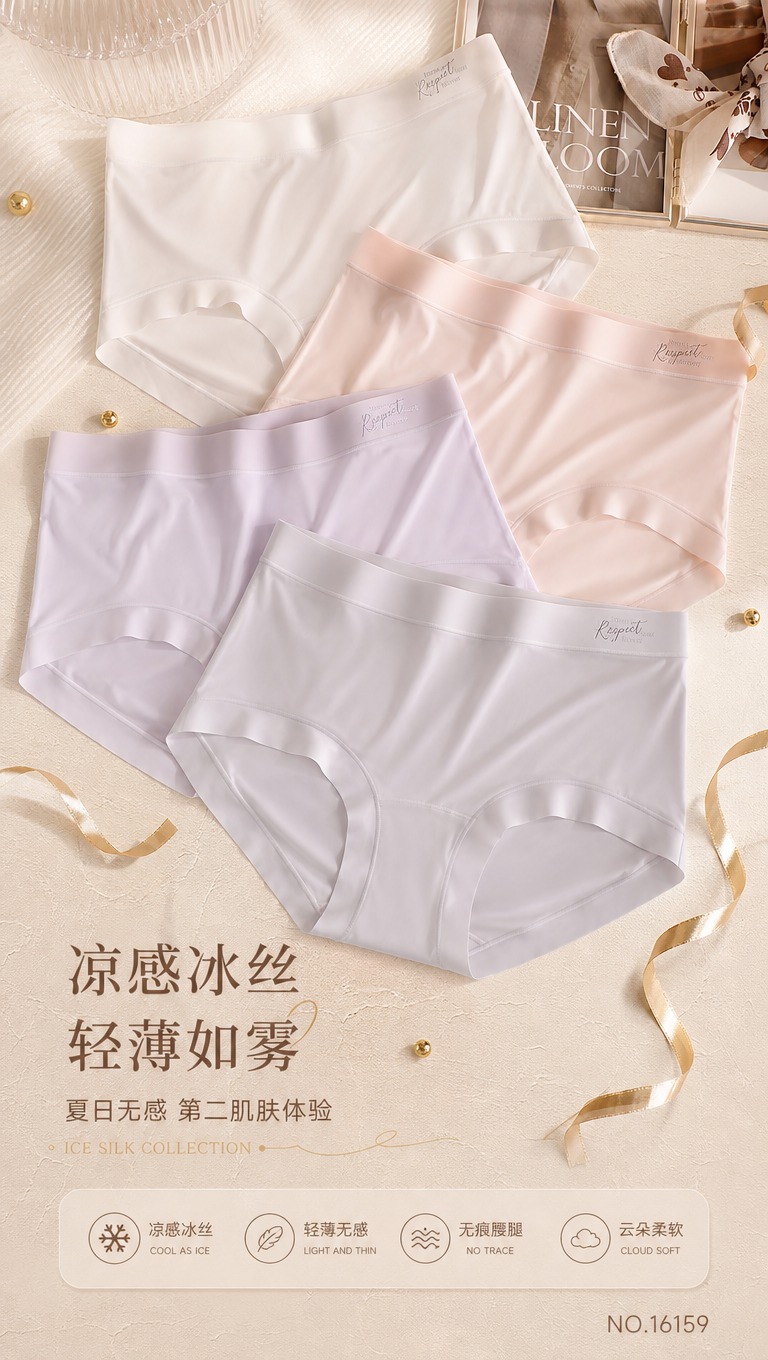 [商品] 使用【图1】和【图4】的冰丝内裤，多色同框（奶白、浅… - 图片创意预览