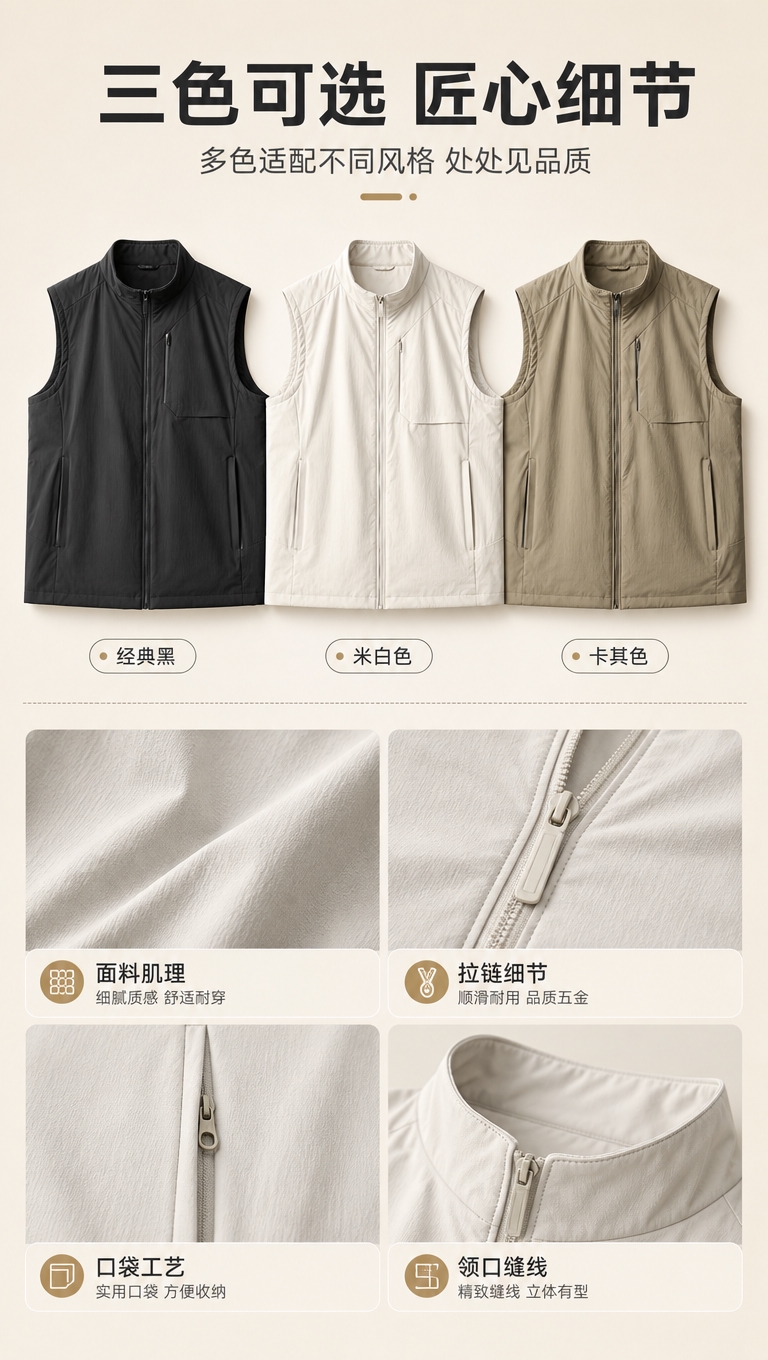 [商品] 使用【图1】黑色、【图2】米白、【图3】卡其三色马甲… - 图片创意预览
