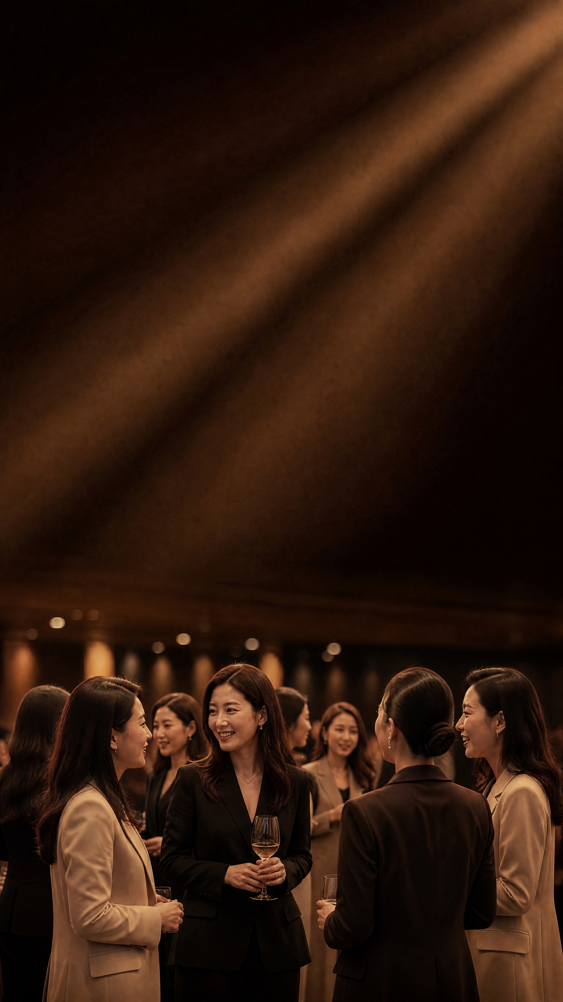 将图中的演讲男士和台下观众替换为一群优雅的女性在交谈互动，其余… - 图片创意预览
