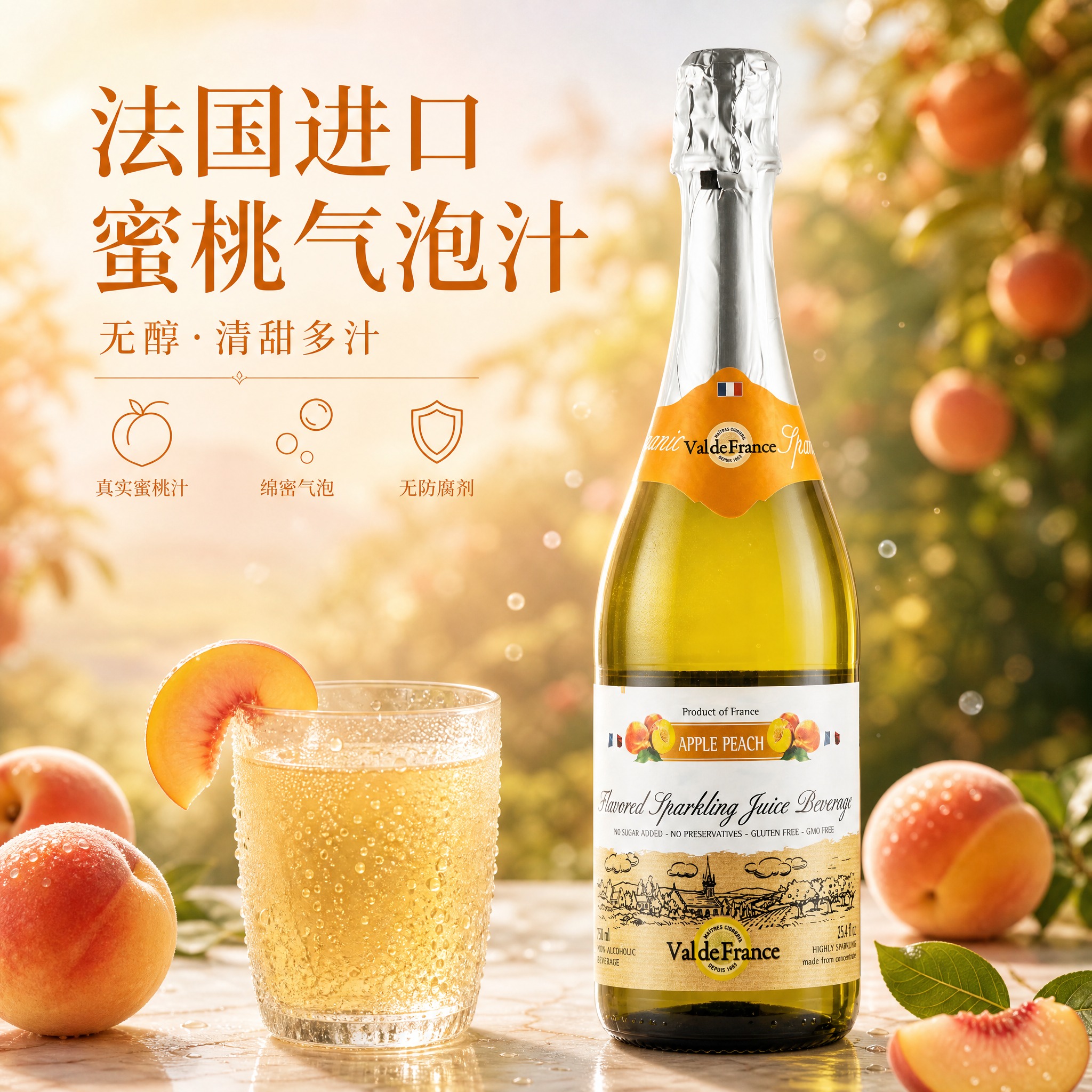 [单张主图] Val de France 法国进口苹果蜜桃味无… - 图片创意预览