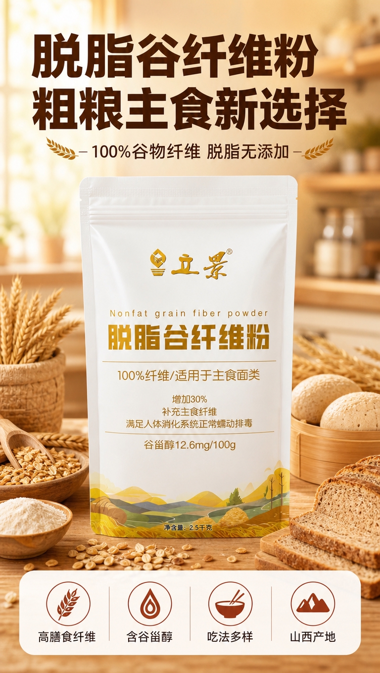 [商品] 使用【图2】立景脱脂谷纤维粉正面包装图；保留白色包装… - 图片创意预览