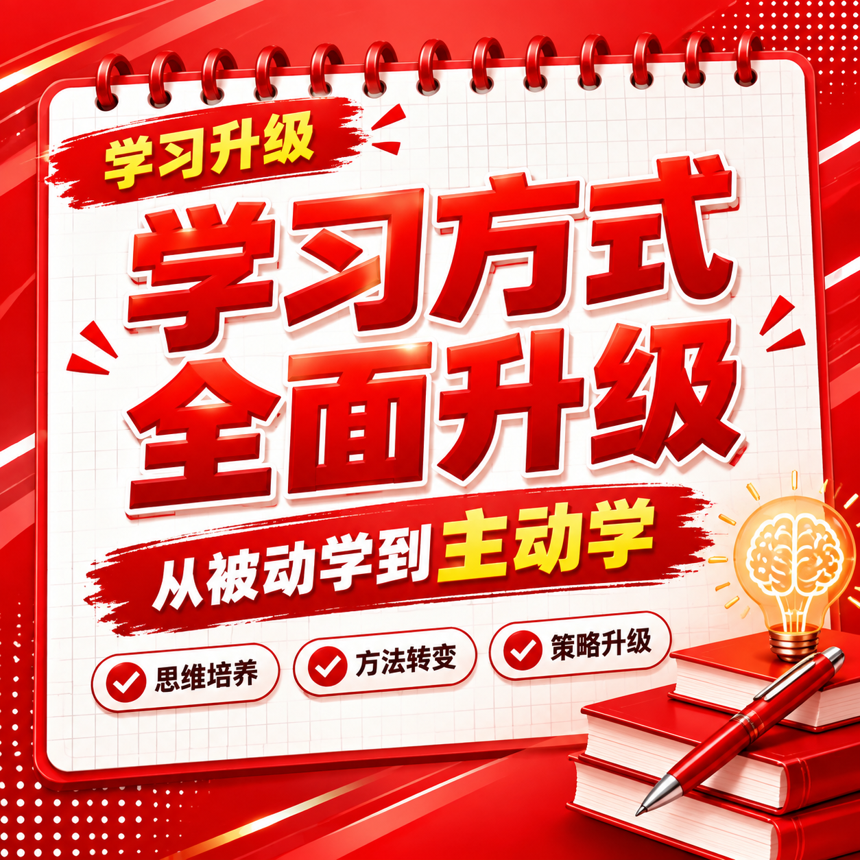红色商务立体字风格开学季方版海报，红色线圈笔记本构图布局。画面… - 图片创意预览