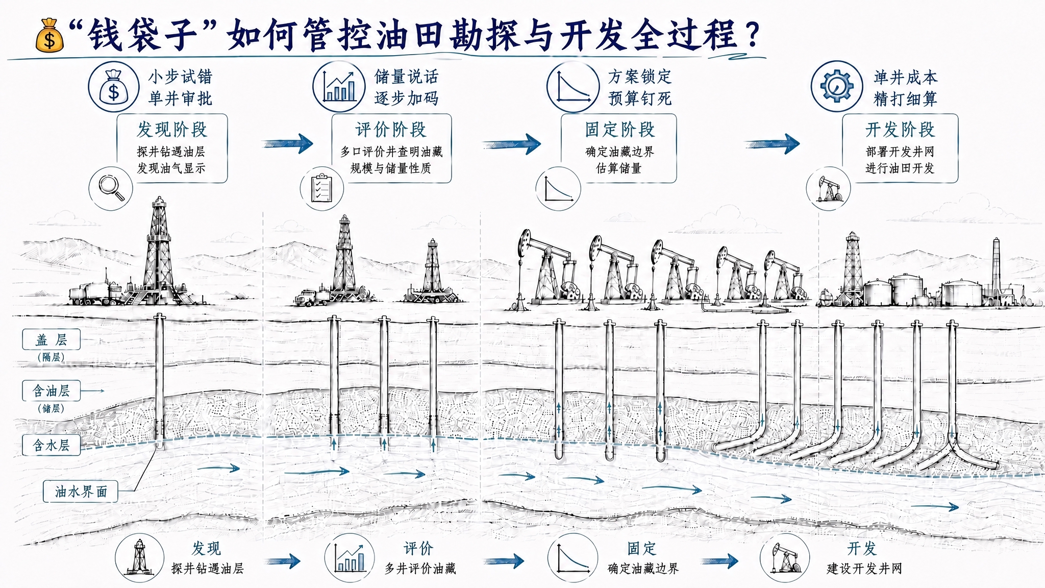 将图片中开发阶段上方的预算管控标识文字从"桶油成本 精打细算"… - 图片创意预览