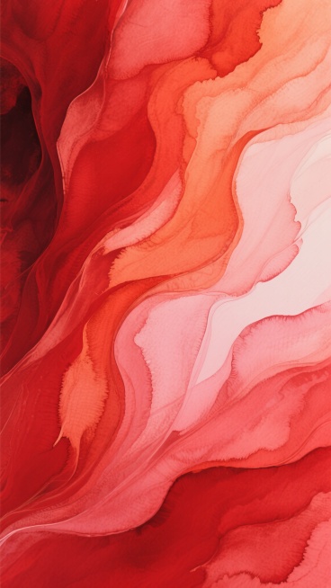 红色抽象流体艺术背景，以深浅不一的红色调为主，融合了暗红、橘红和淡粉的渐变层次，呈现出流动般的纹理和柔和的色彩过渡，具有水彩画般的透明晕染质感和细腻的笔触纹理，整体画面充满动感与韵律，营造出温暖而富有张力的视觉氛围，色彩和谐统一，光影柔和且自然融入色彩变化之中，构图饱满且富有层次感，适合作为具有艺术感的背景使用。预览效果
