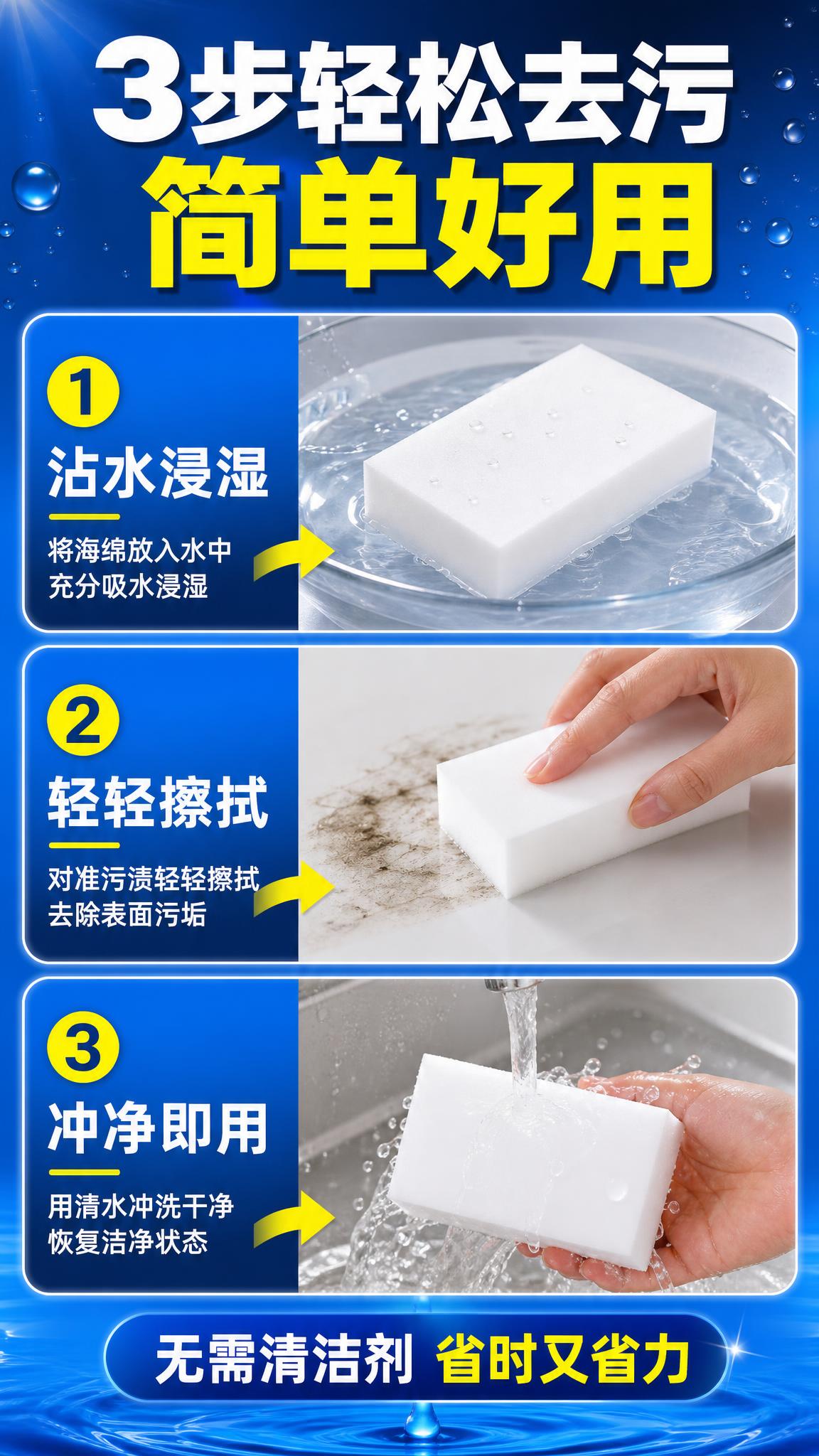 [商品] 使用【图1】白色长方形纳米海绵擦；保留产品的长方体形… - 图片创意预览