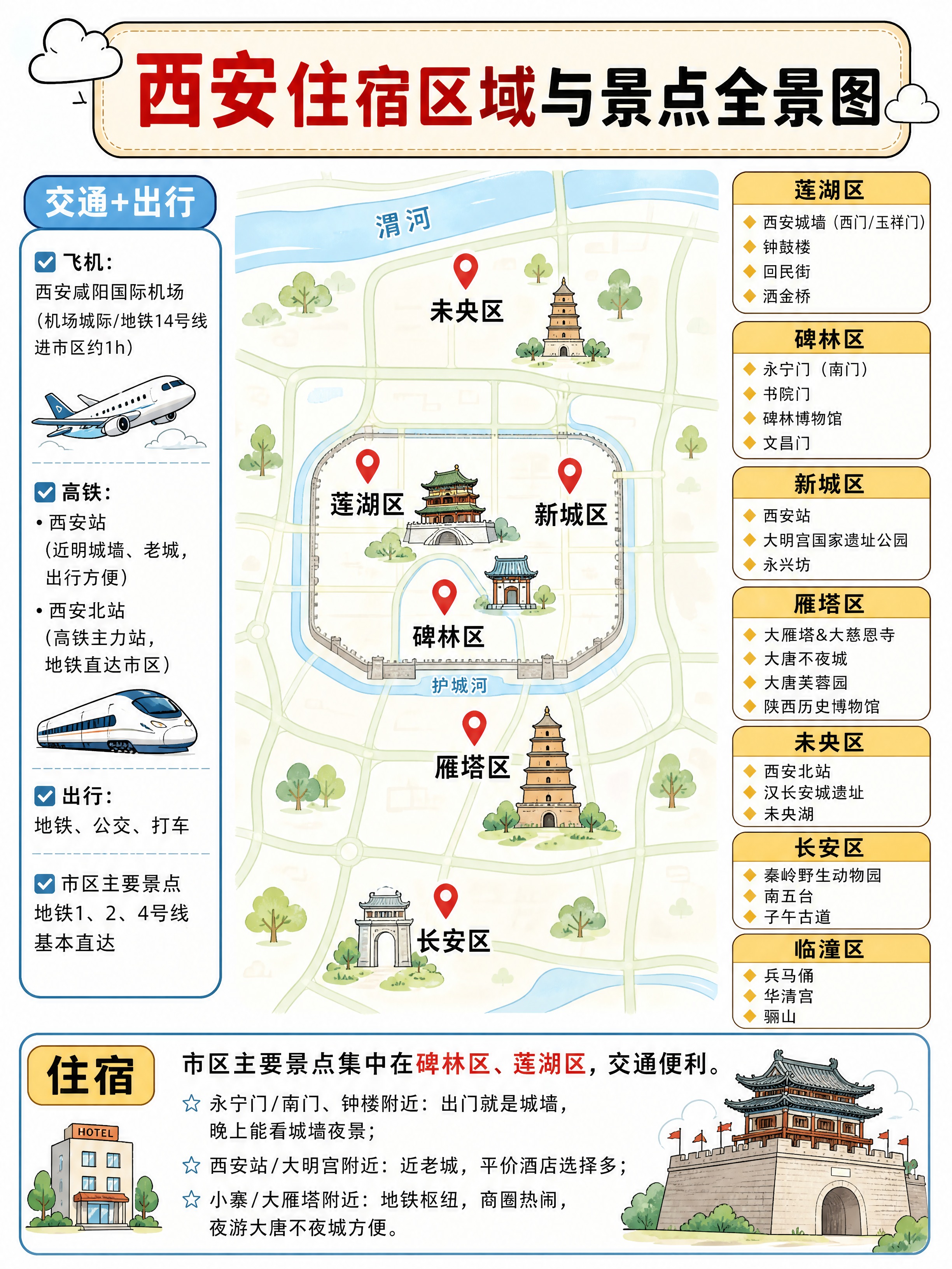 小红书旅游攻略信息图，竖版3:4，简约商务手绘地图风格，淡蓝浅… - 图片创意预览