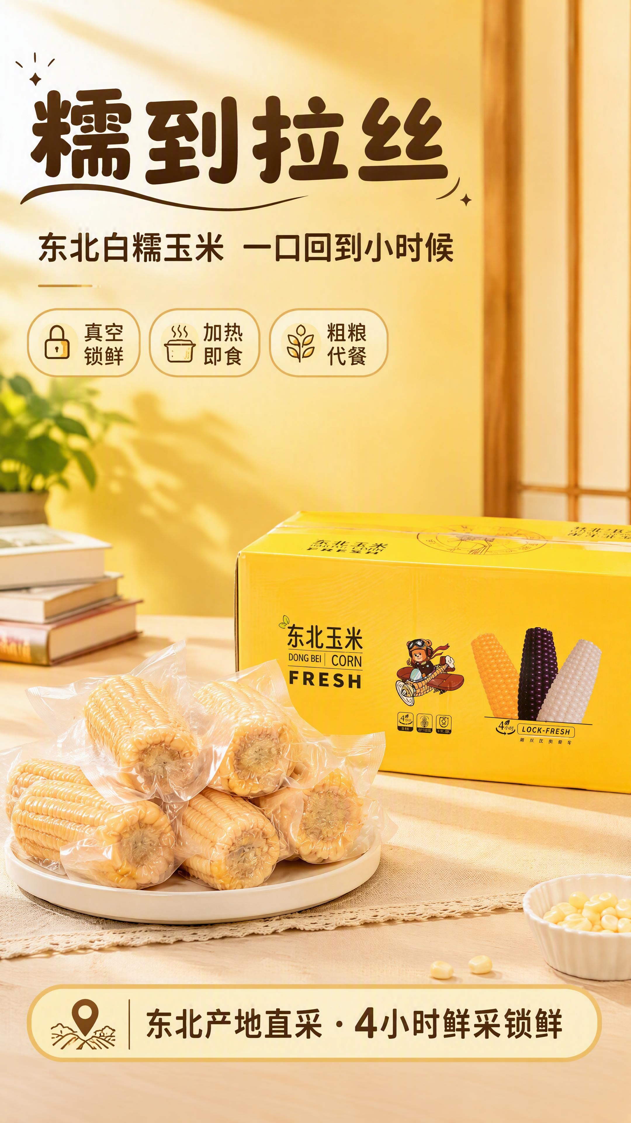 [第1张] 详情页头图-东北白糯玉米食欲氛围主视觉海报。本张使… - 图片创意预览