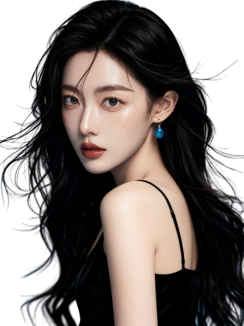 把衣服改成黑色吊带裙，性感一些预览效果