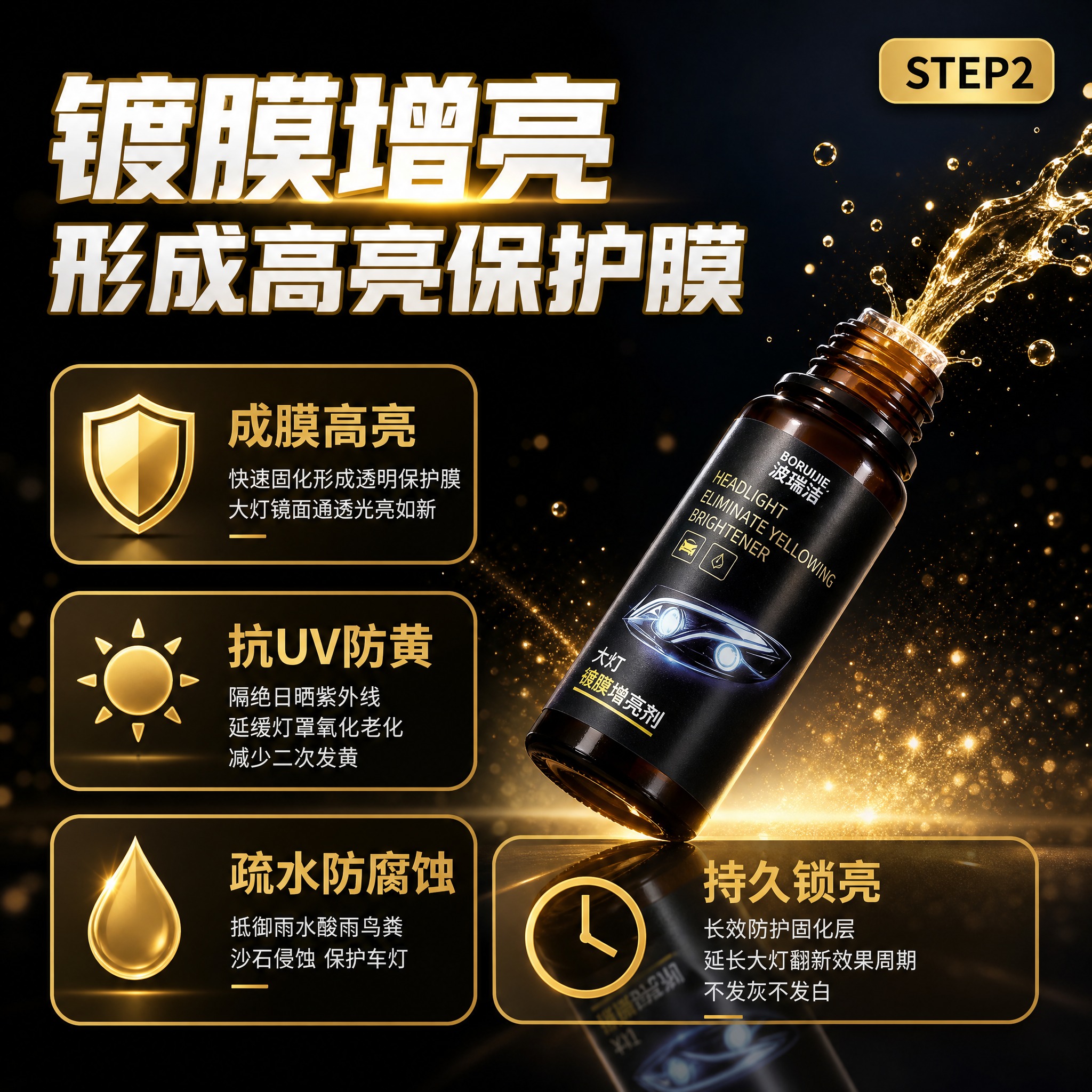 高端车品电商详情图，深色渐变高级背景，从深黑到深蓝灰渐变。画面… - 图片创意预览