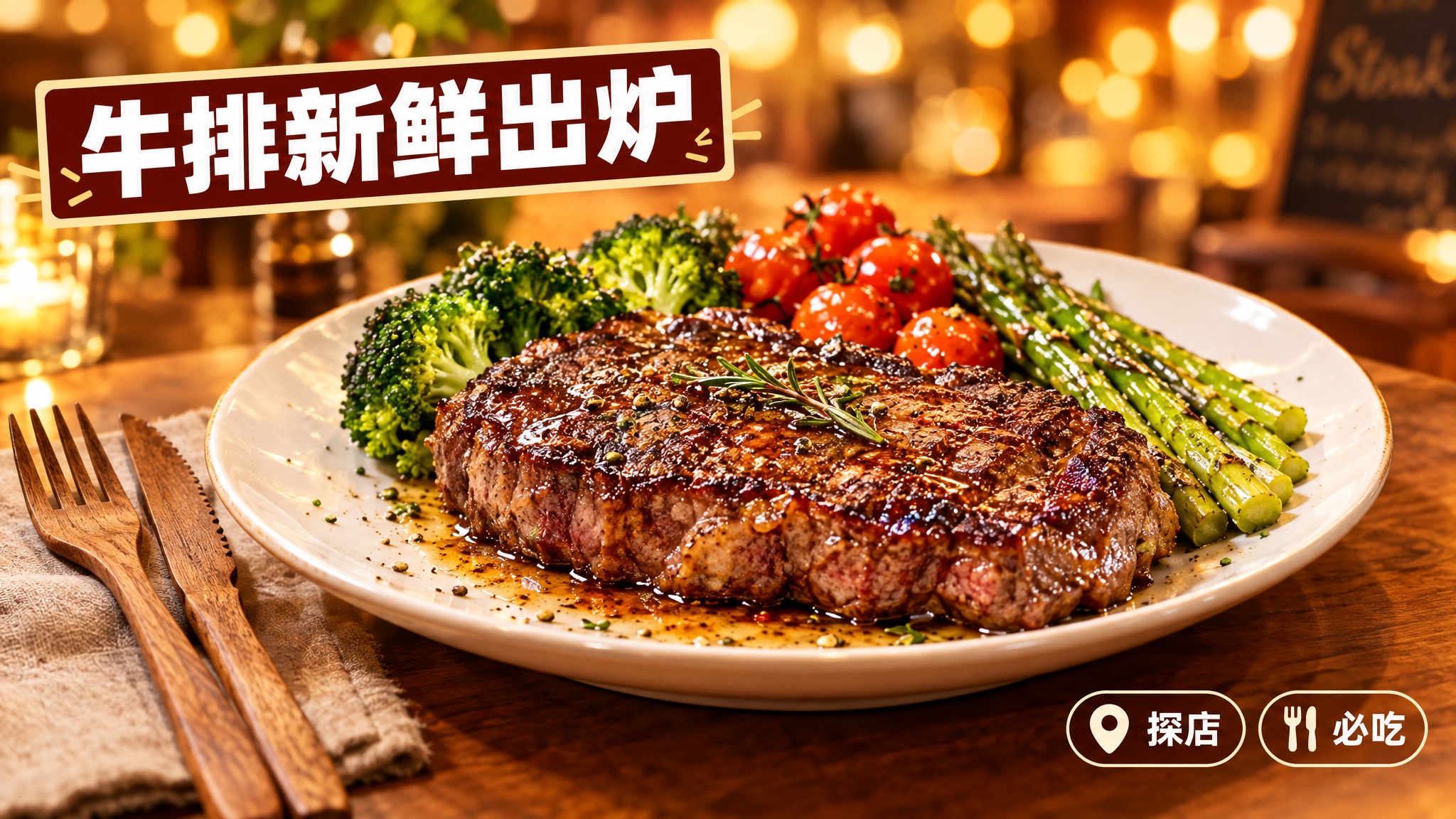 活力美食风格微信公众号封面，暖色背景，画面中心是一盘色泽诱人的… - 图片创意预览