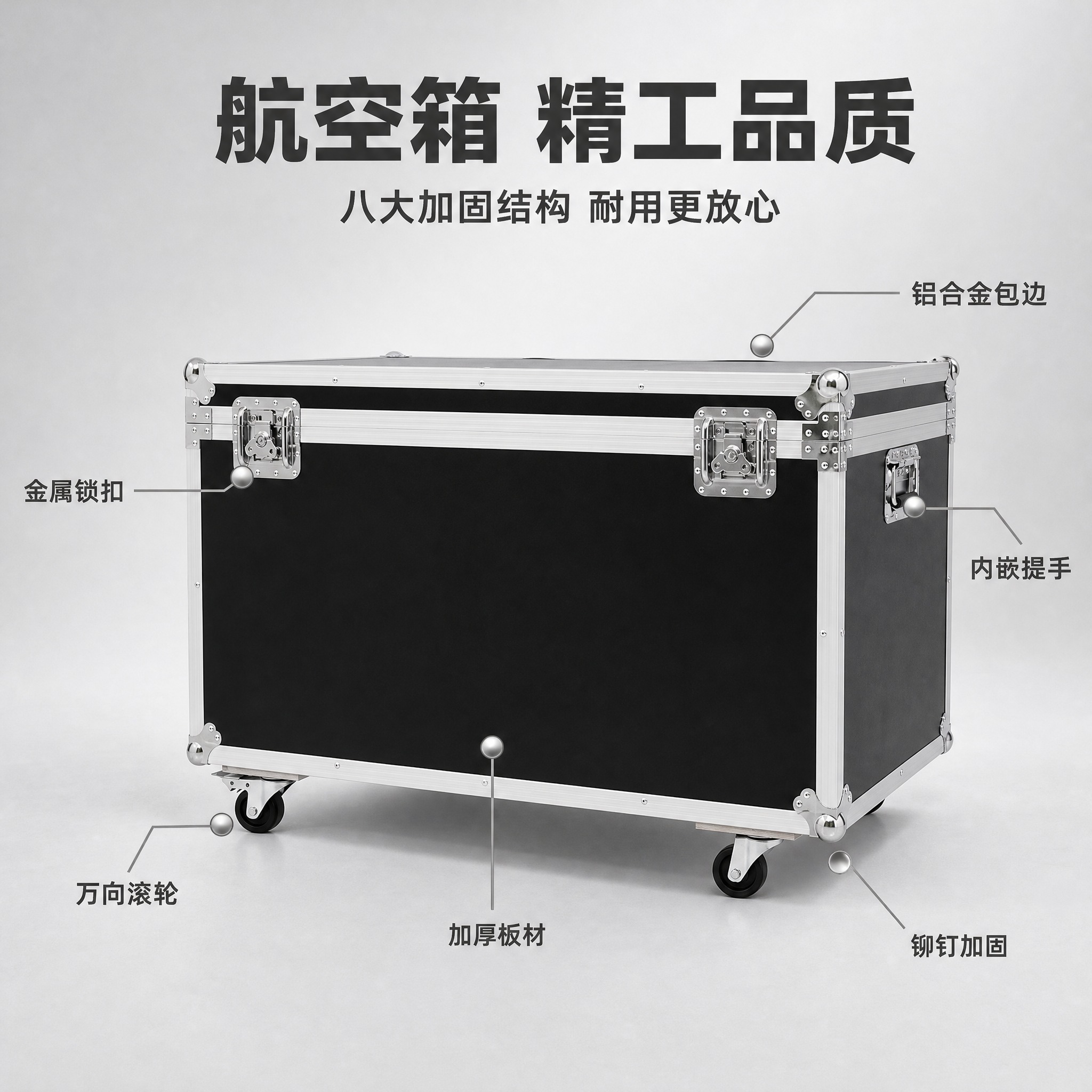 [主图-2] 航空箱 结构卖点标注图，展示多处细节结构优势。… - 图片创意预览