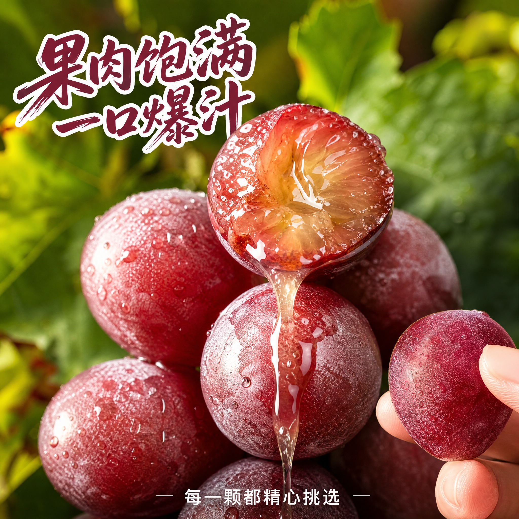 [主图-3] 妮娜皇后葡萄细节微距展示，微观种草突出品质。 [… - 图片创意预览