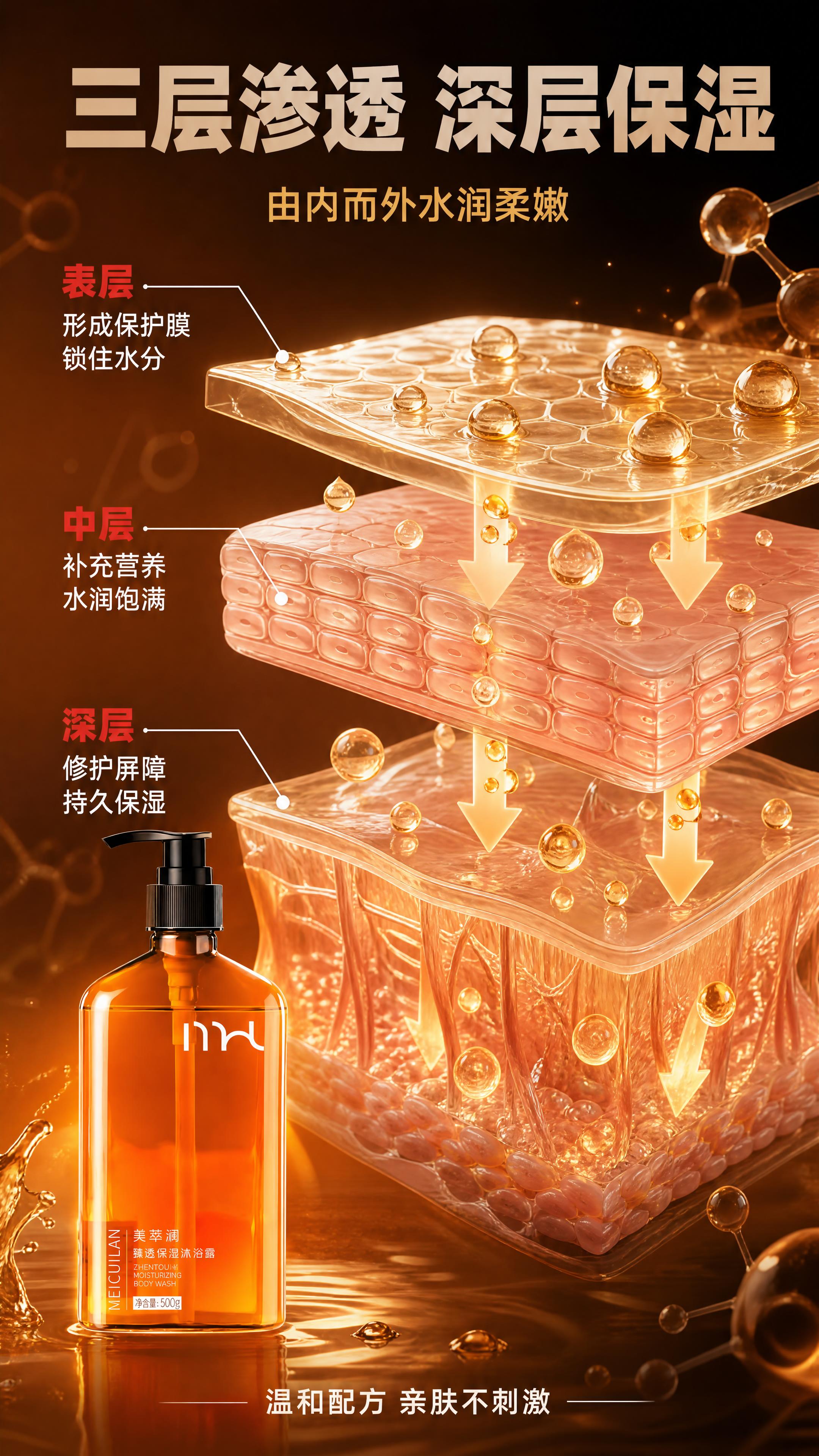 [商品] 使用【图1】美萃澜臻透保湿沐浴露；保留琥珀橙透明瓶身… - 图片创意预览