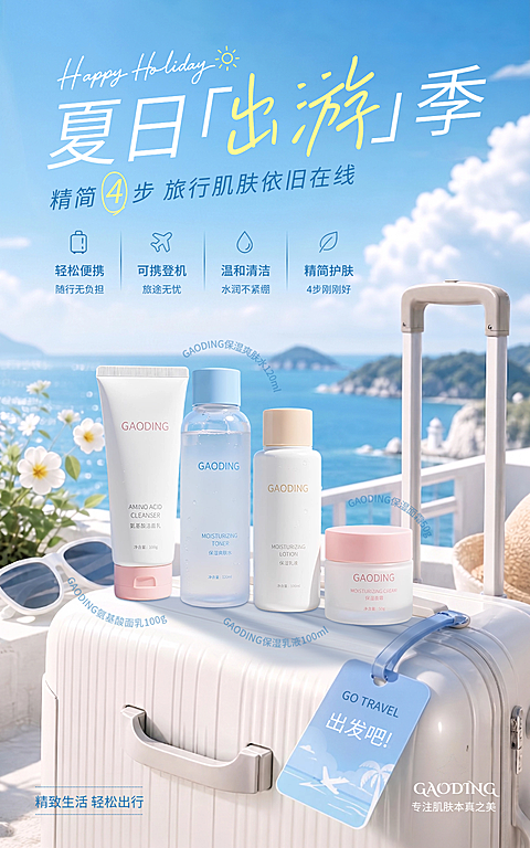 商品零售美容美妆护肤夏季产品营销手机海报