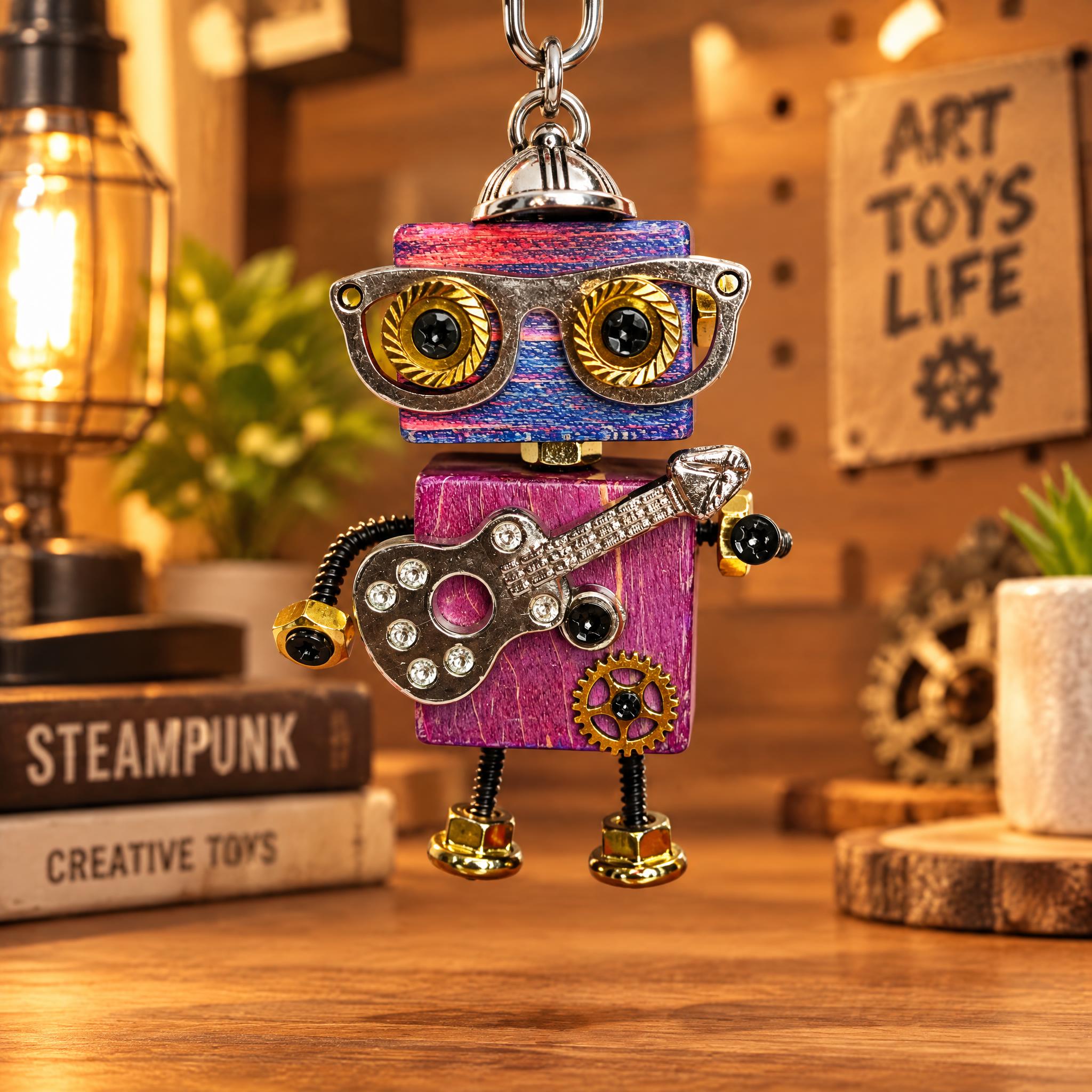 1688电商主图，1:1正方形构图，工业风朋克机器人摆件悬挂展… - 图片创意预览
