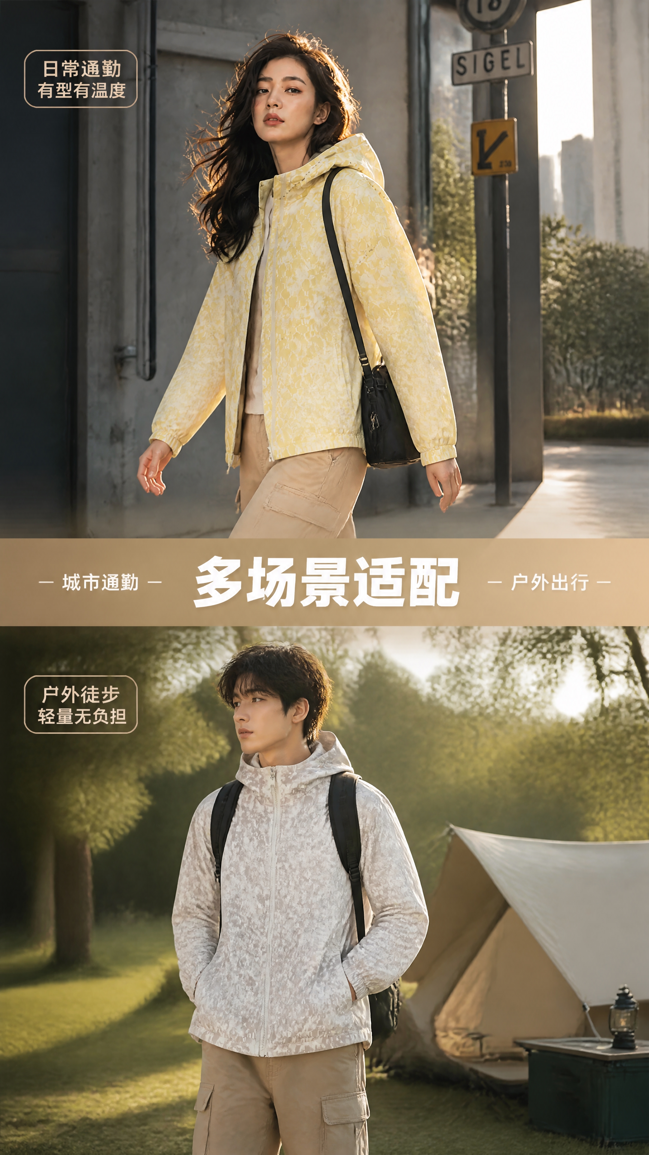 [第7张] 场景穿搭展示页 - 双场景对比。本张使用【图1】女… - 图片创意预览