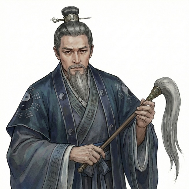 右手自然的拿着拂尘预览效果